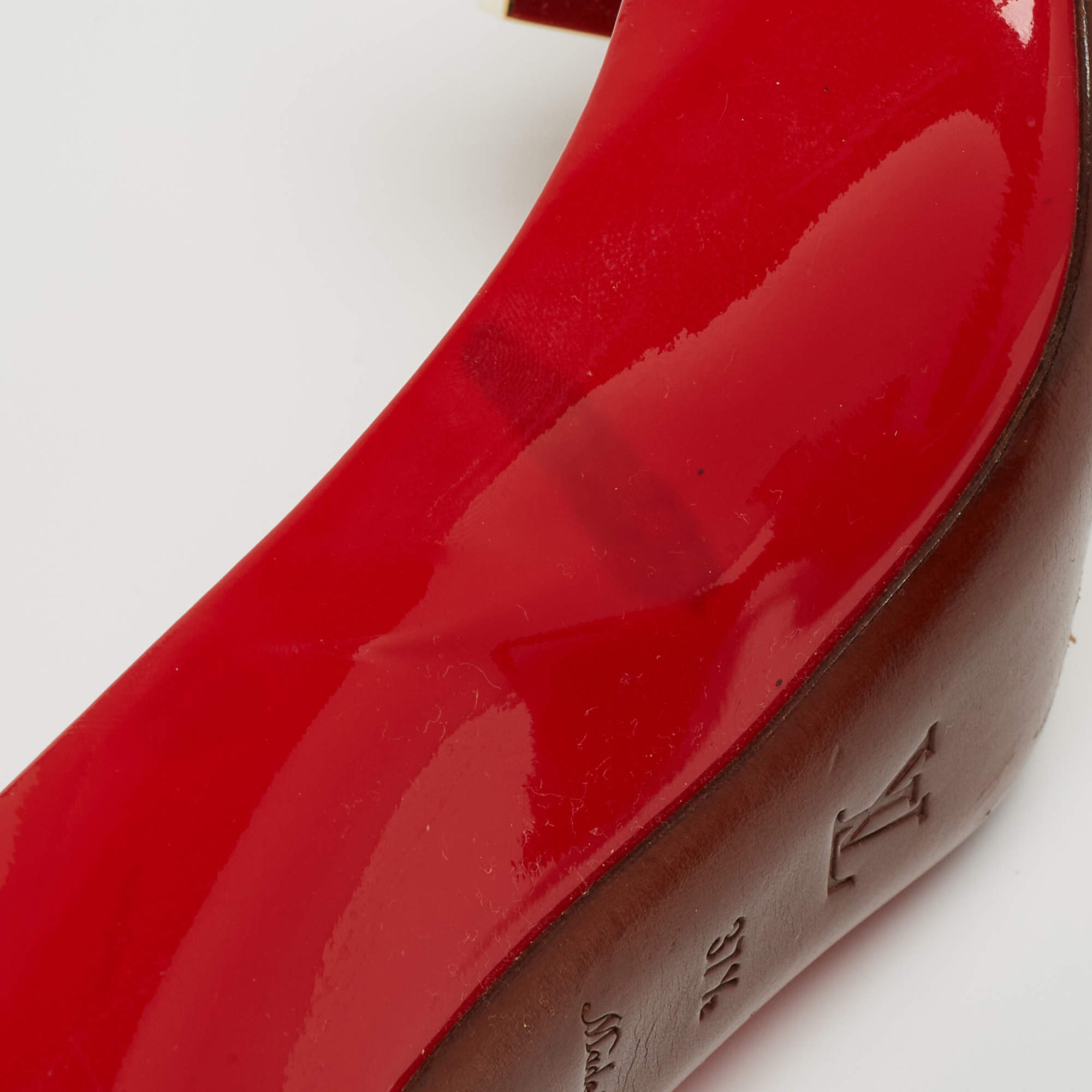 Louis Vuitton Red Patent Leather Dice Pumps Size 37.5