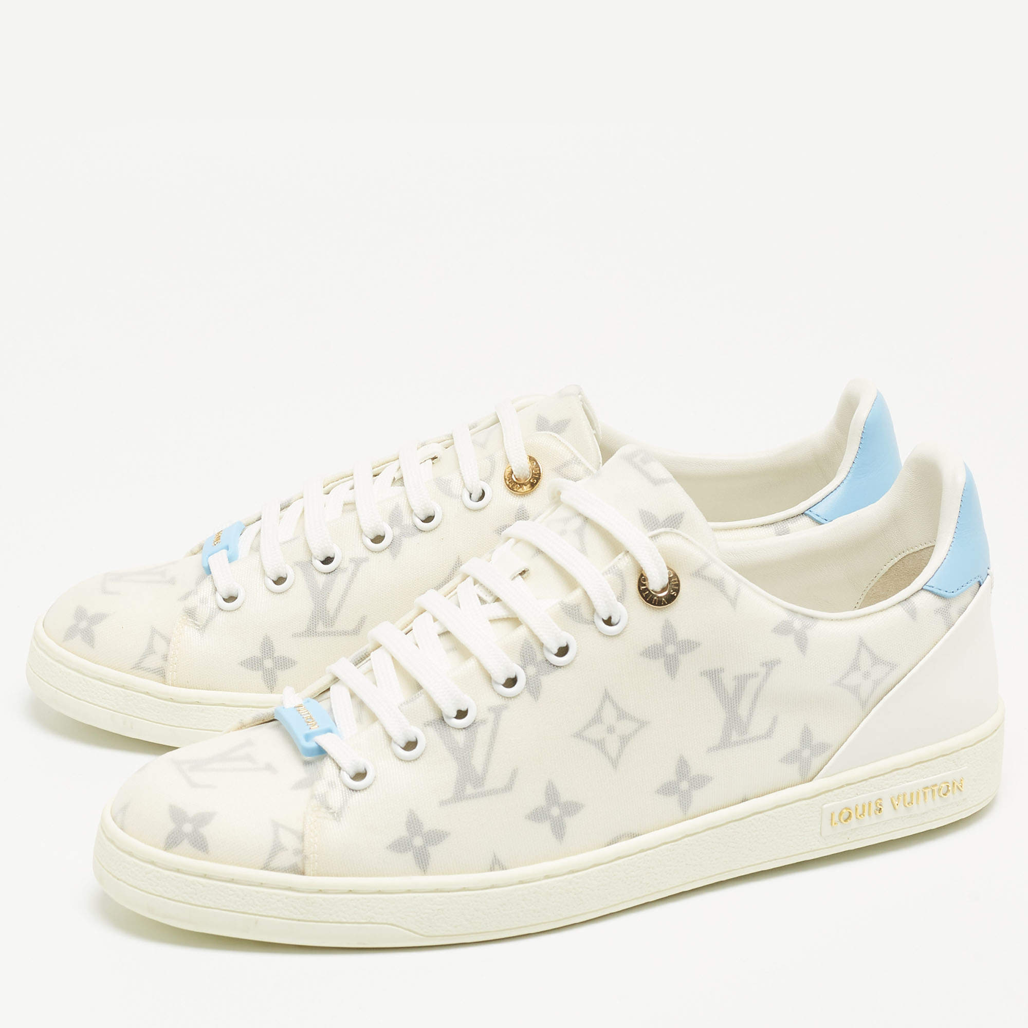 Louis Vuitton White/Blue Monogram Mesh and Leather Match Up