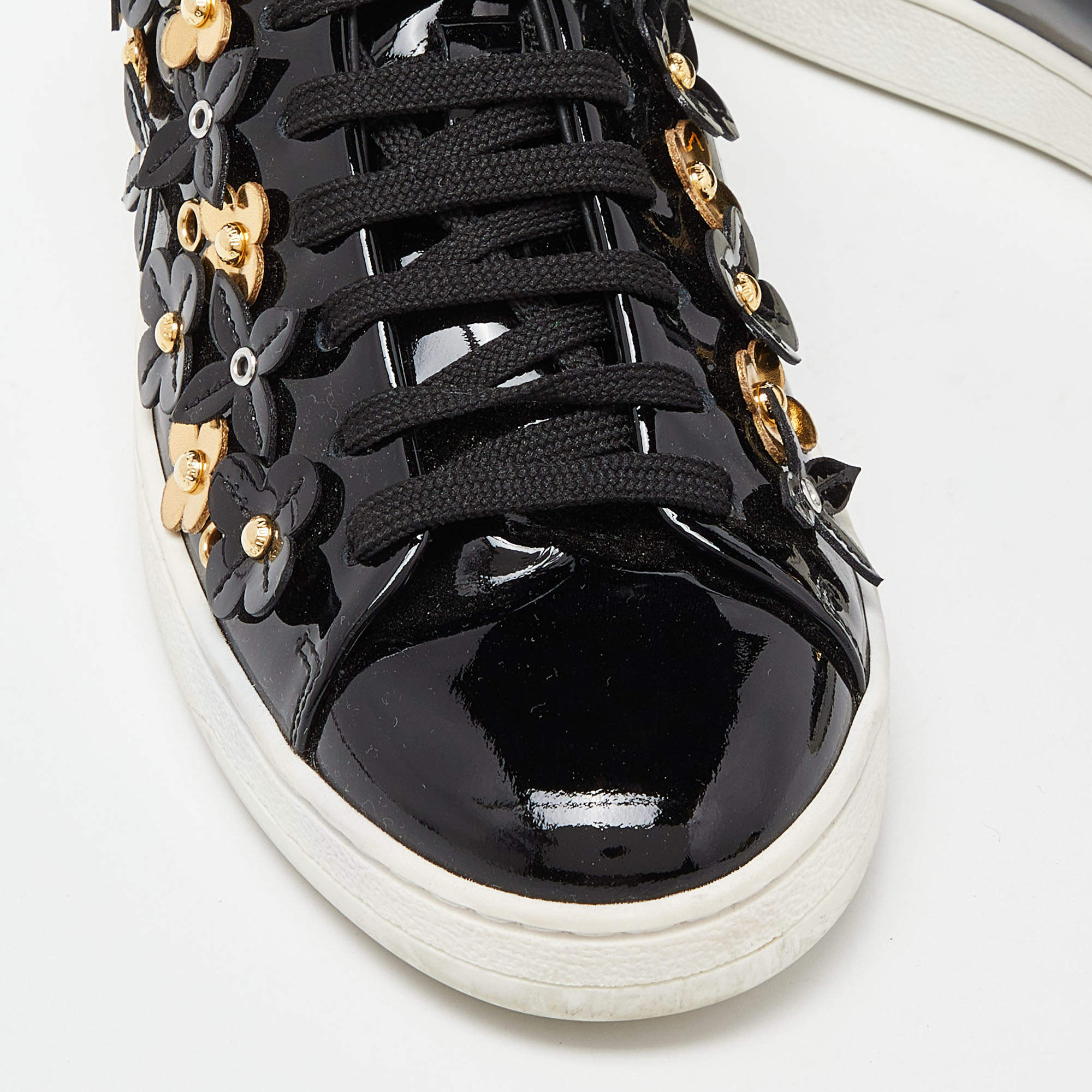 Louis Vuitton Black Patent Leather Frontrow Blossom Floral