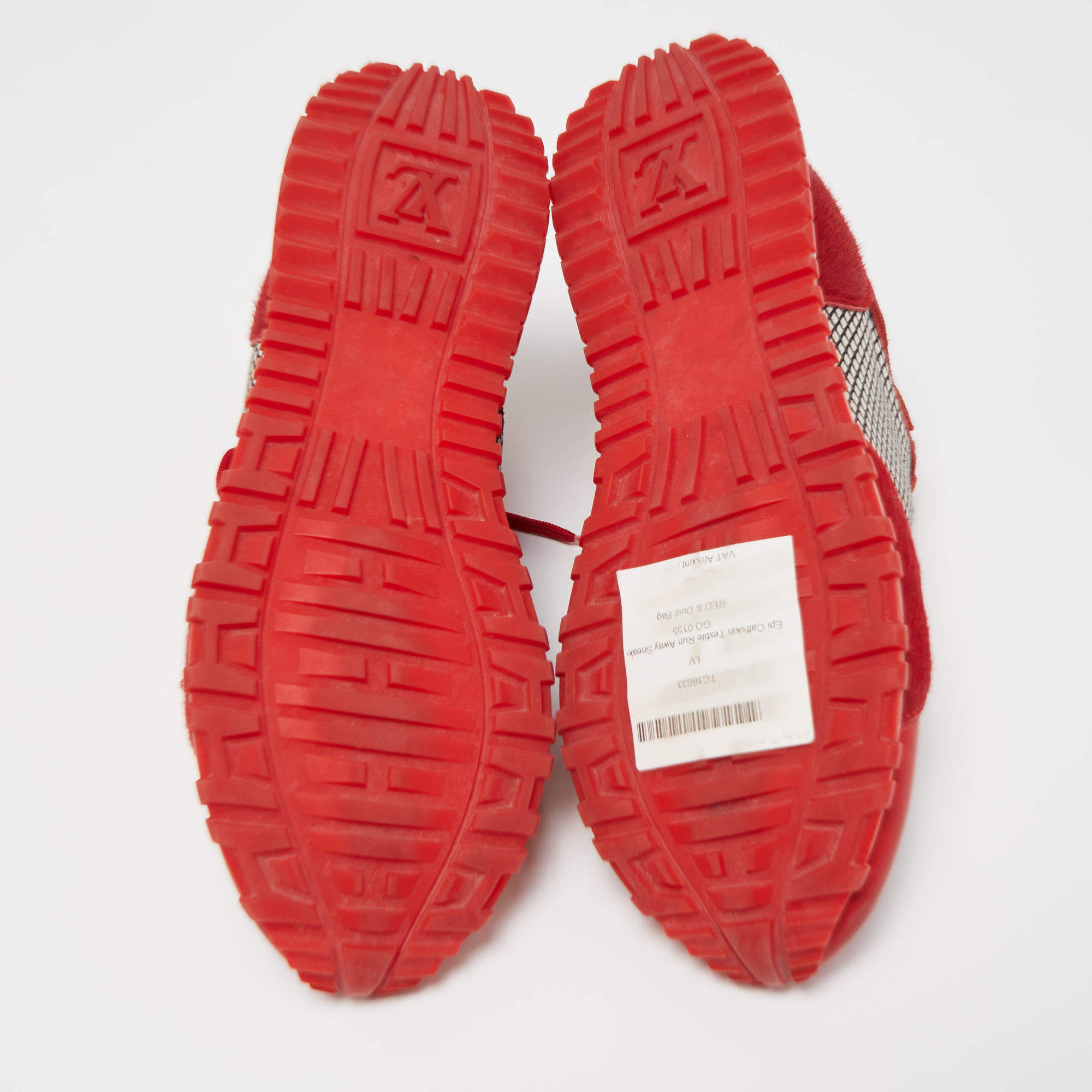 Louis Vuitton Red Suede and Calf Hair Run Away Sneakers Size 38.5 Louis  Vuitton