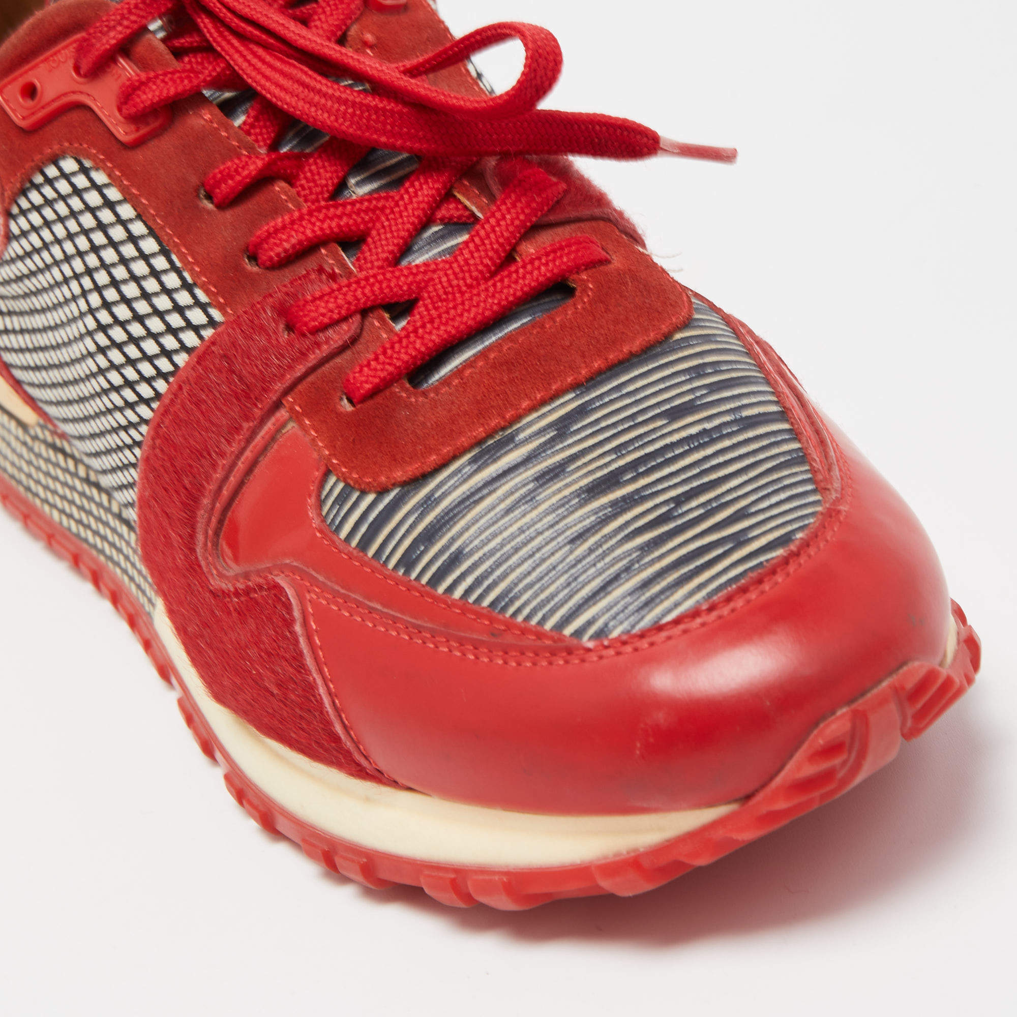 Louis Vuitton Red Suede and Calf Hair Run Away Sneakers Size 38.5 Louis  Vuitton