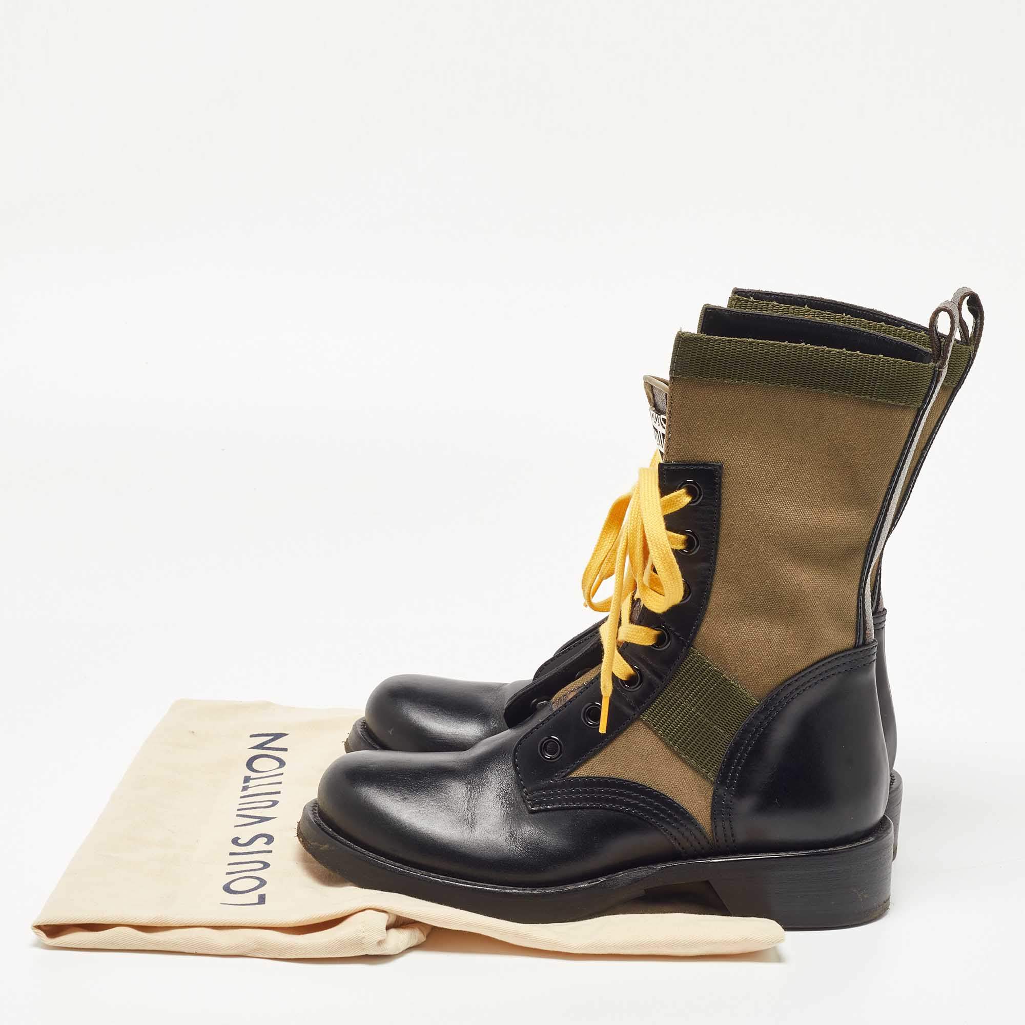 Louis Vuitton Green/Black Canvas and Leather Midcalf Boots Size 38.5 Louis  Vuitton | The Luxury Closet