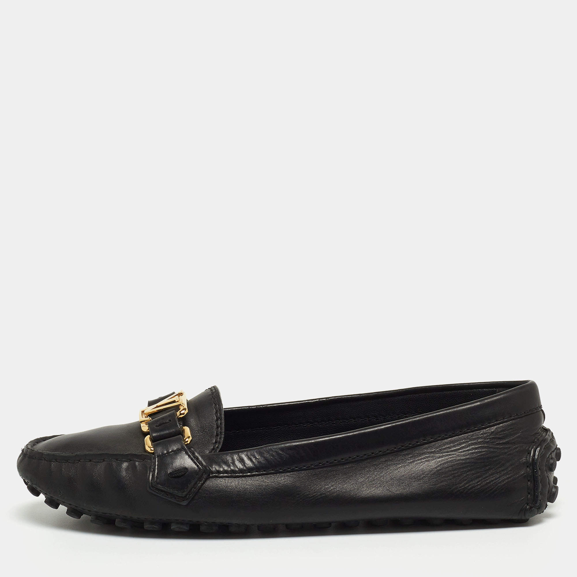 Louis Vuitton Black Leather Oxford Loafers Size 38.5 Louis Vuitton
