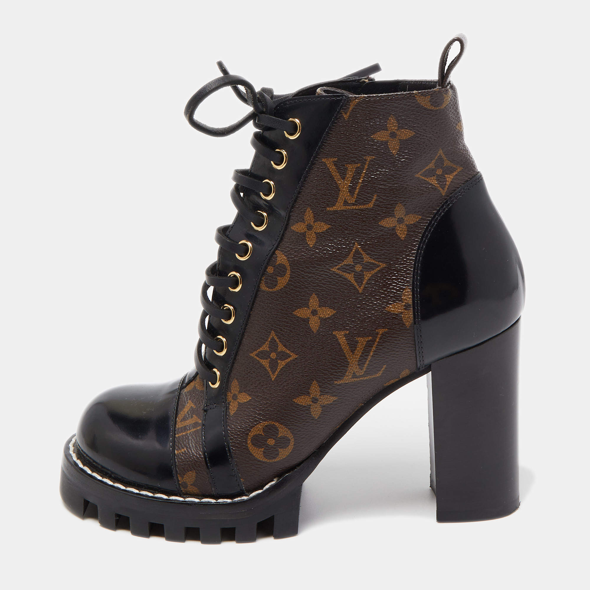 Louis Vuitton Monogram Star Trail Heel Boots, Size 40 with Box