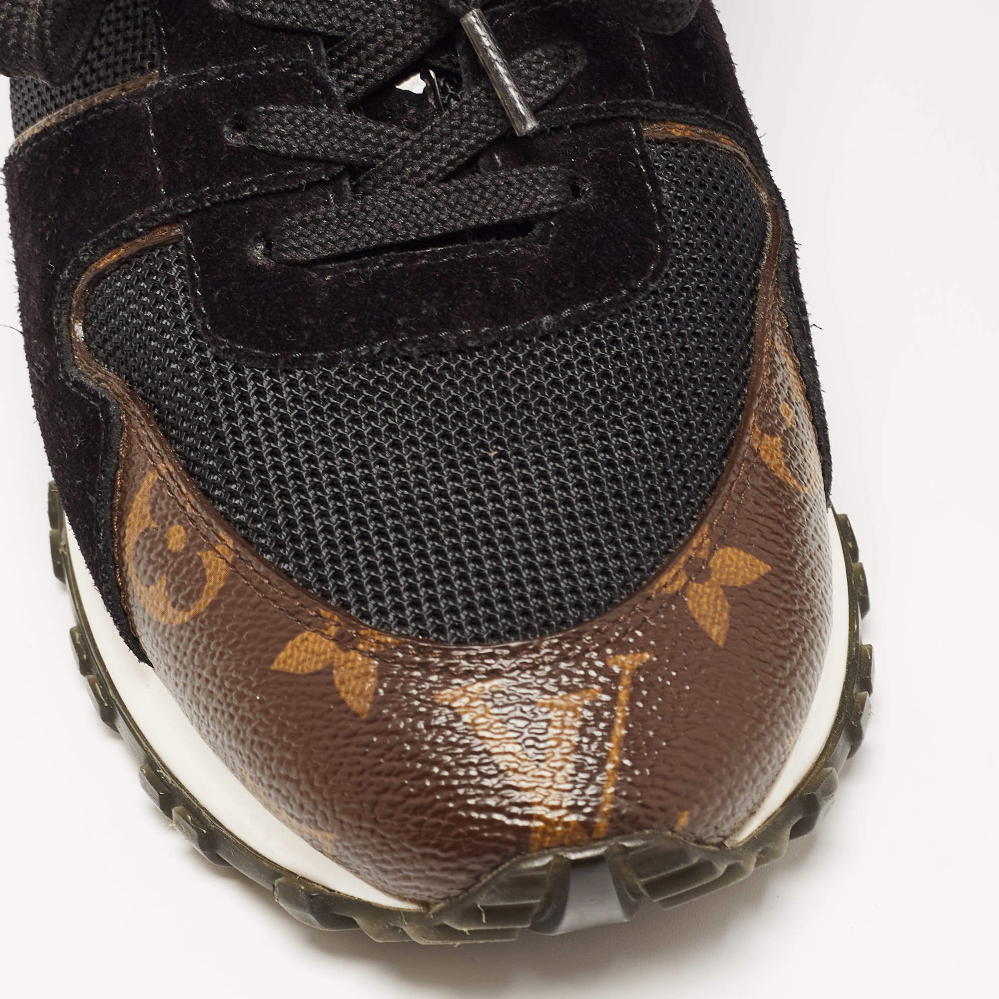 Louis Vuitton Brown/Black Monogram Coated Canvas and Leather Run Away Low  Top Sneakers Size 37.5 Louis Vuitton