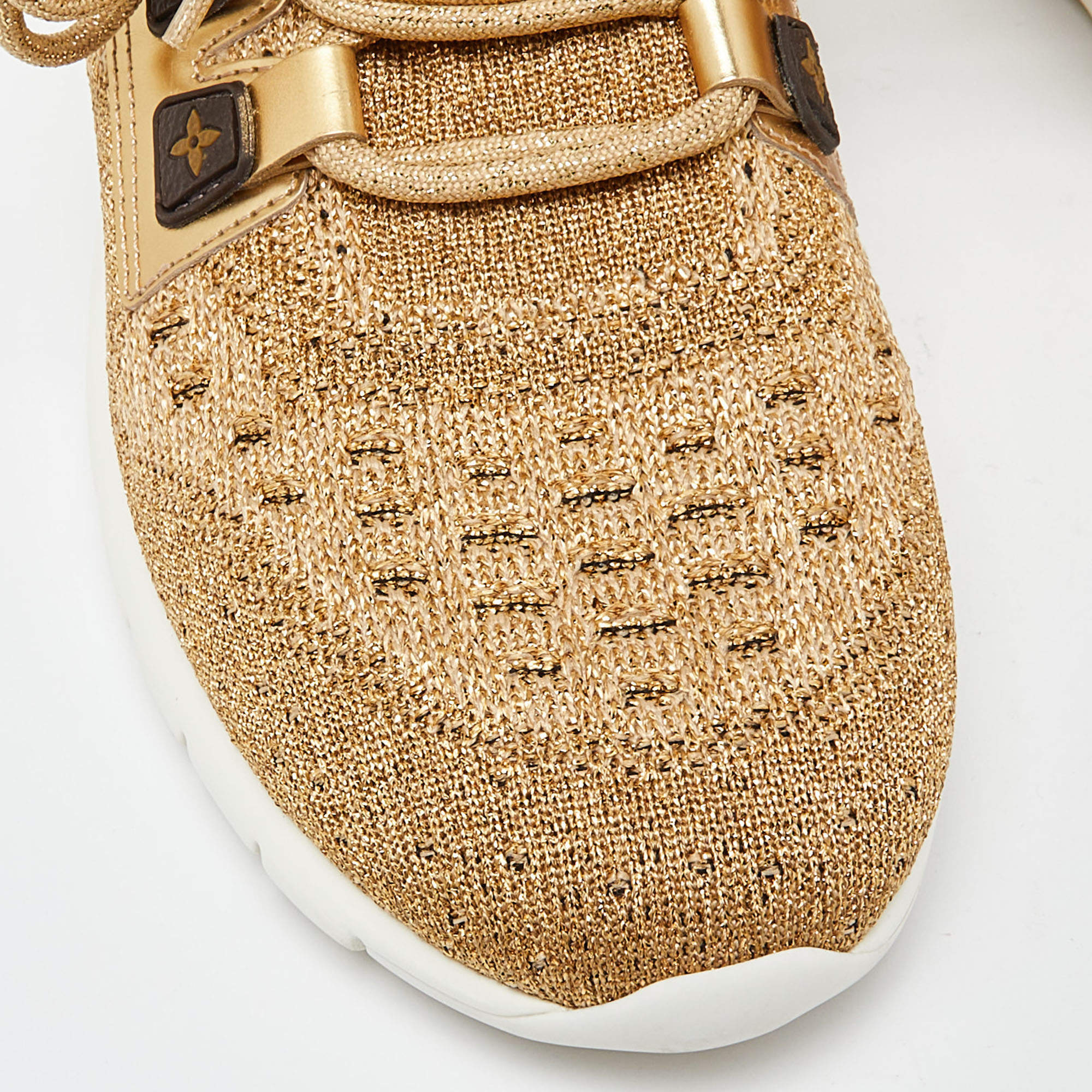 Louis Vuitton Gold Lurex Fabric and Leather Aftergame Sneakers