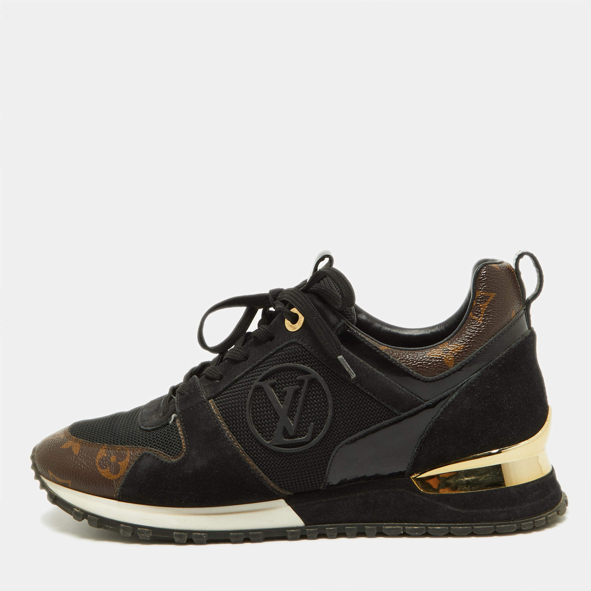 Louis Vuitton Brown/Black Monogram Canvas and Mesh Run Away Sneakers Size 39