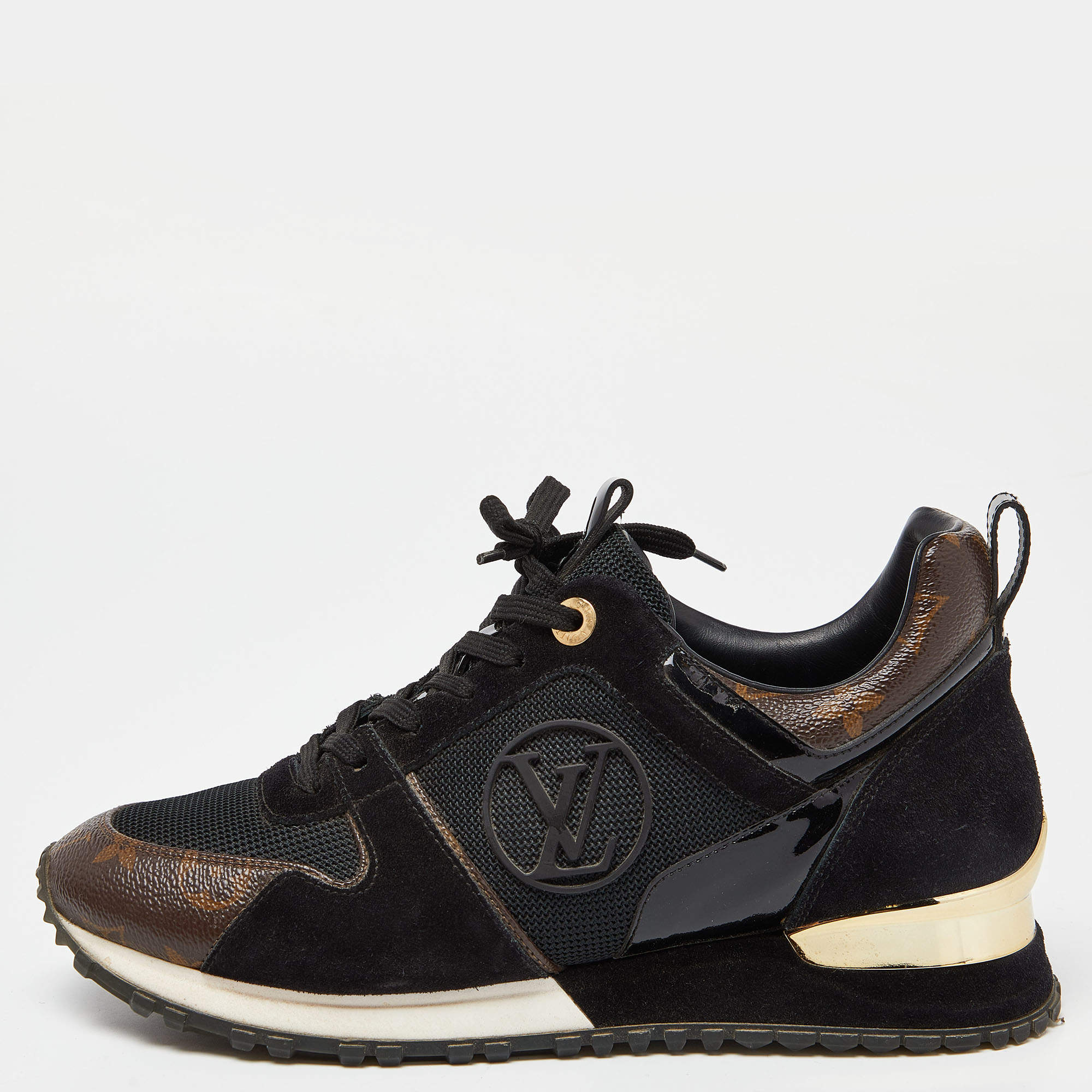 Louis Vuitton Brown/Black Monogram Canvas,Mesh and Leather Run Away Sneakers Size 38