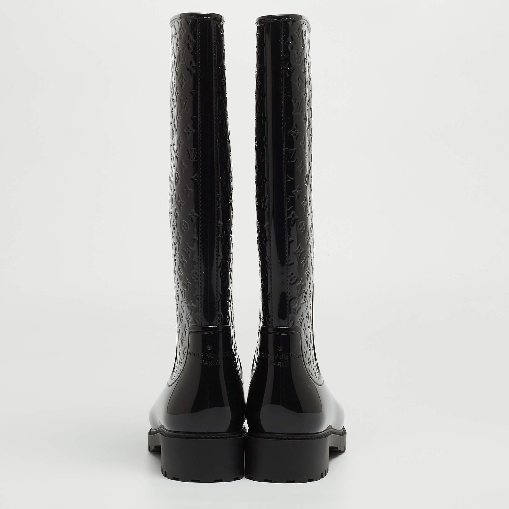 Louis Vuitton Black Monogram Rubber Splash Rain Boots Size 40