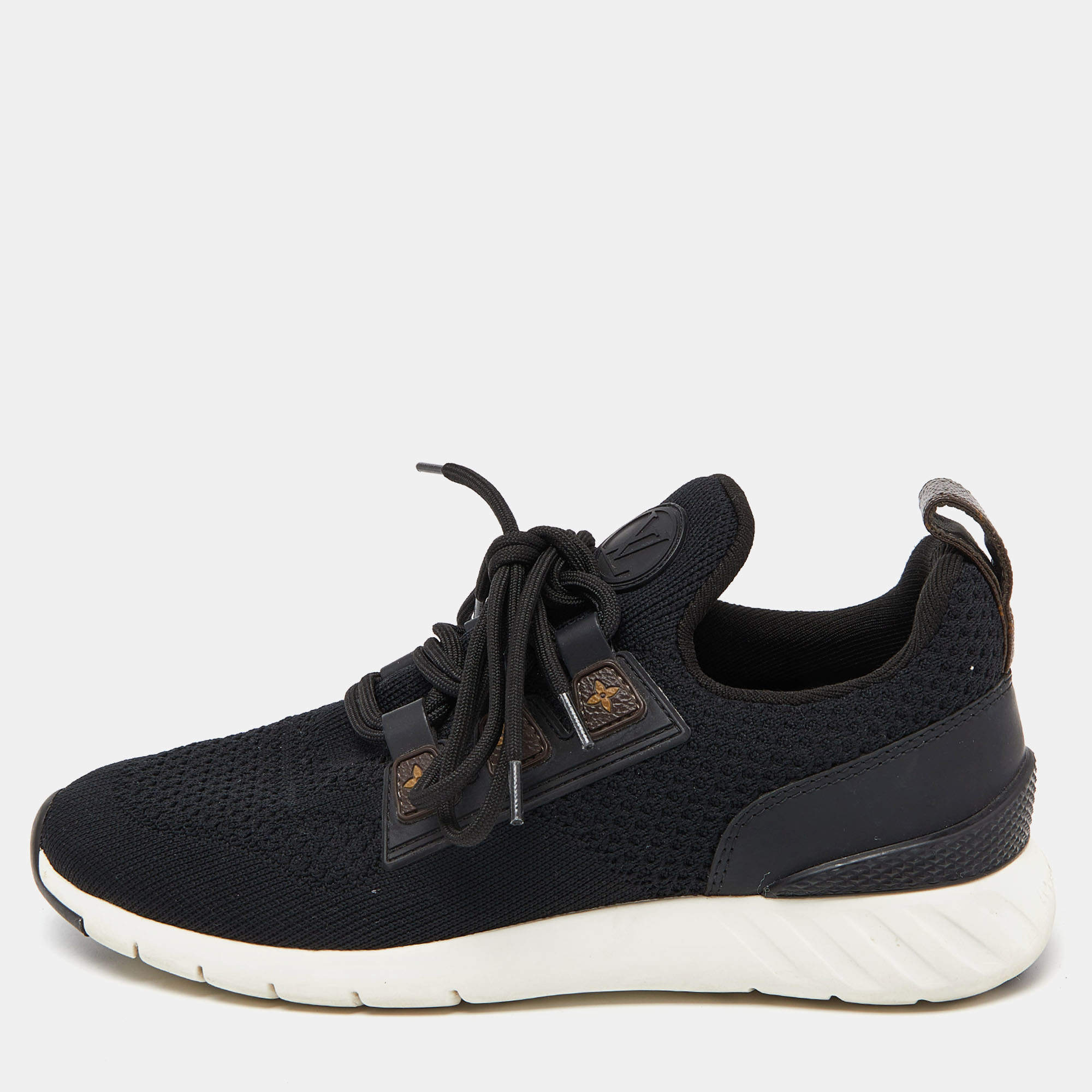Louis Vuitton Black Knit Fabric and Coated Canvas Aftergame Sneakers Size 37.5