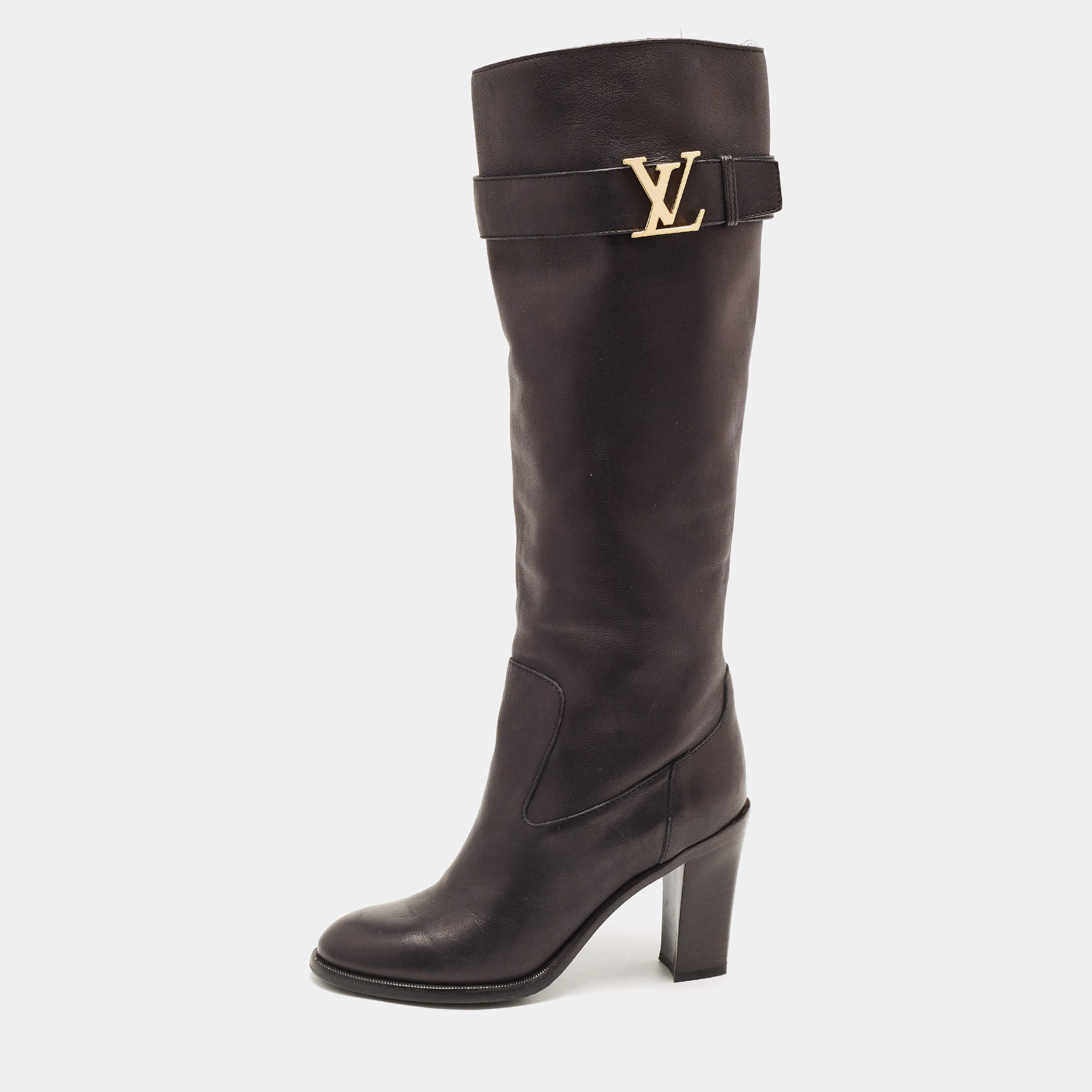 مملوكة مسبقًا Louis Vuitton Black Leather Mildcalf Boots Size 37