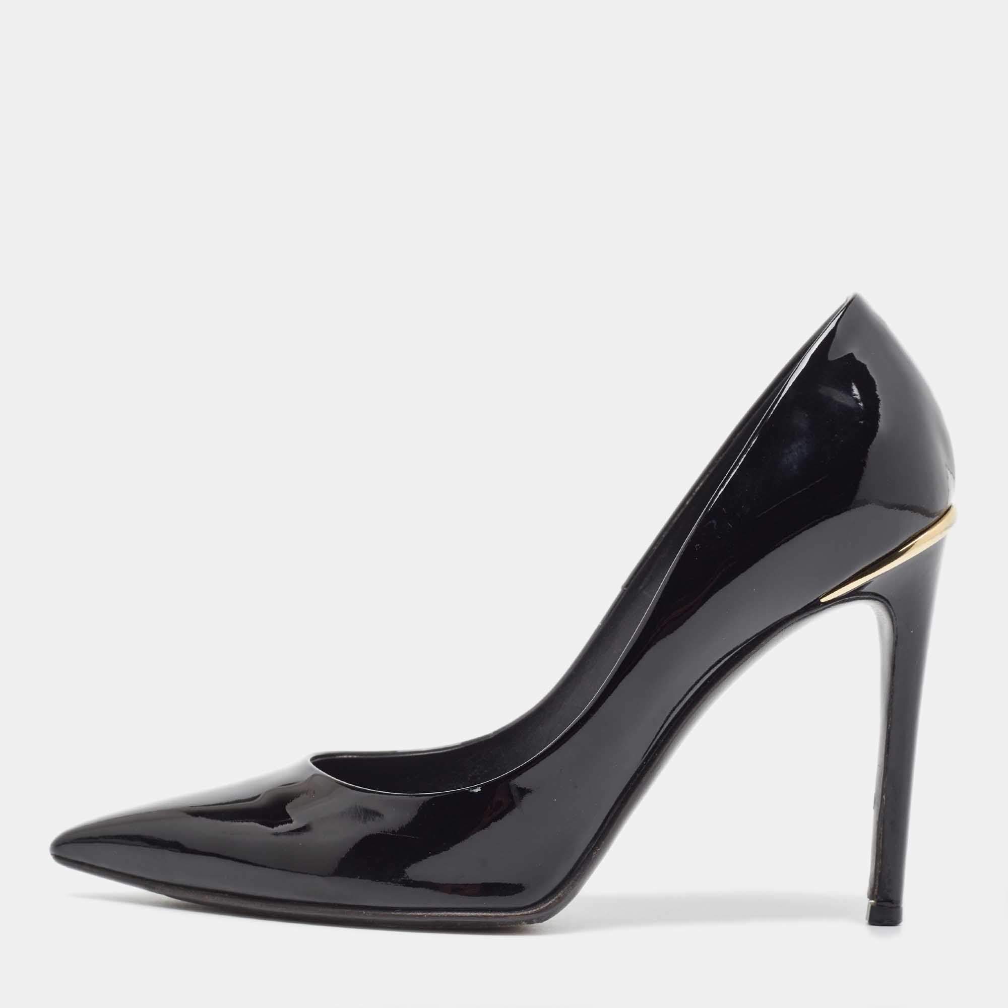 مملوكة مسبقًا Louis Vuitton Black Patent Leather Eyeline Pumps Size 38