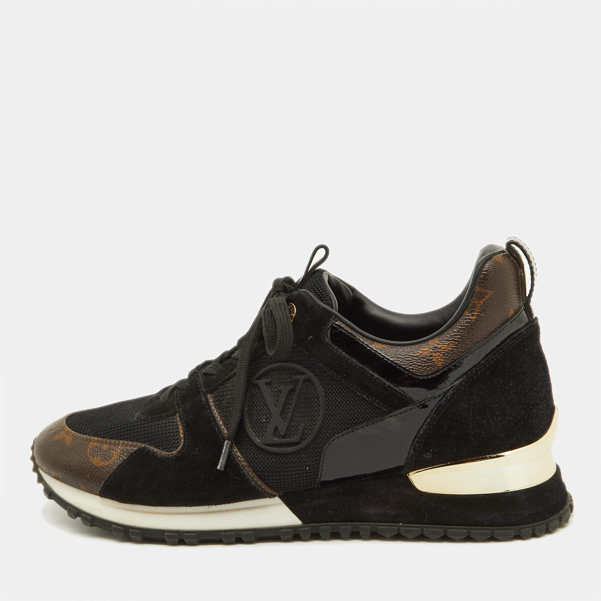 Louis Vuitton Brown/Black Monogram Canvas and Mesh Run Away Sneakers Size 39