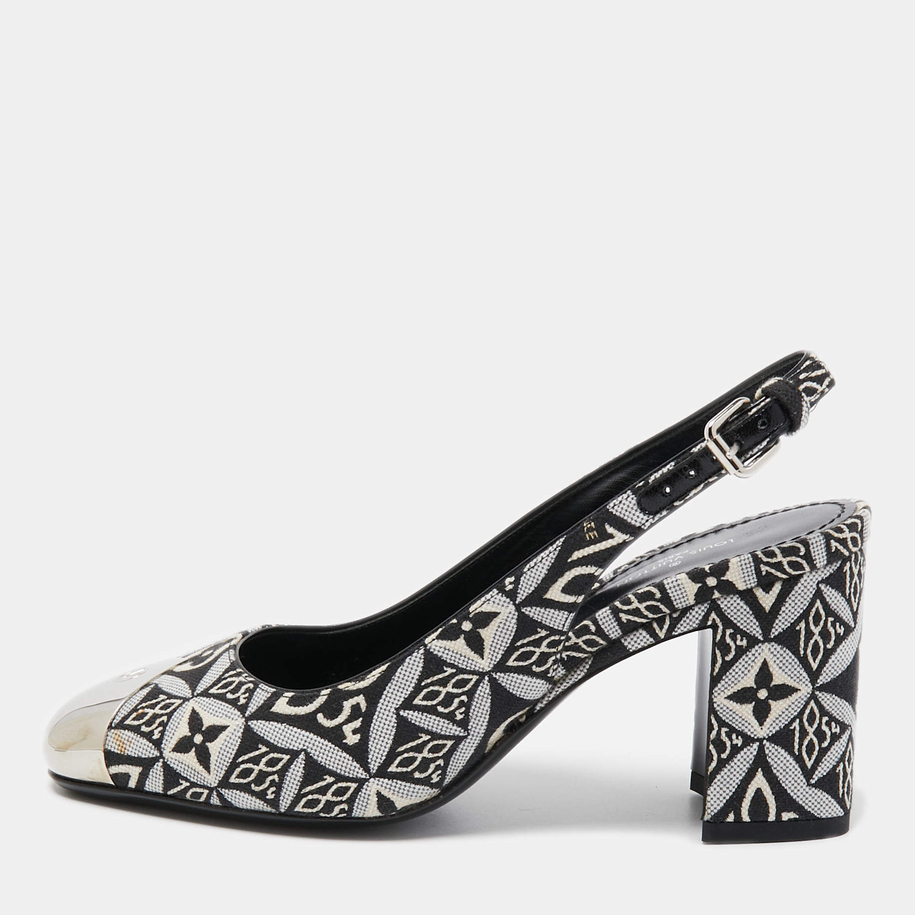 Louis Vuitton Monochrome 1854 Monogram Canvas Slingback Pumps Size 36