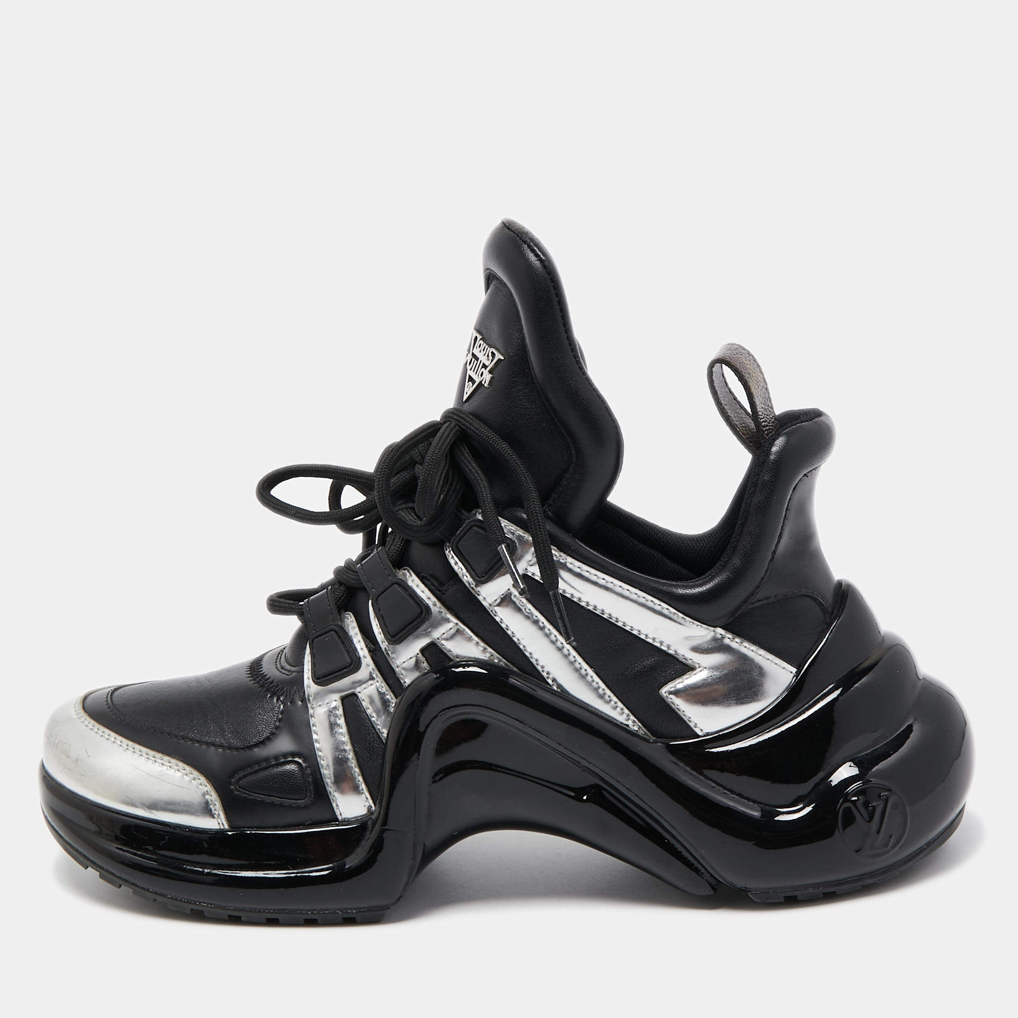 Louis Vuitton Black/Silver Leather Archlight Sneakers Size 38