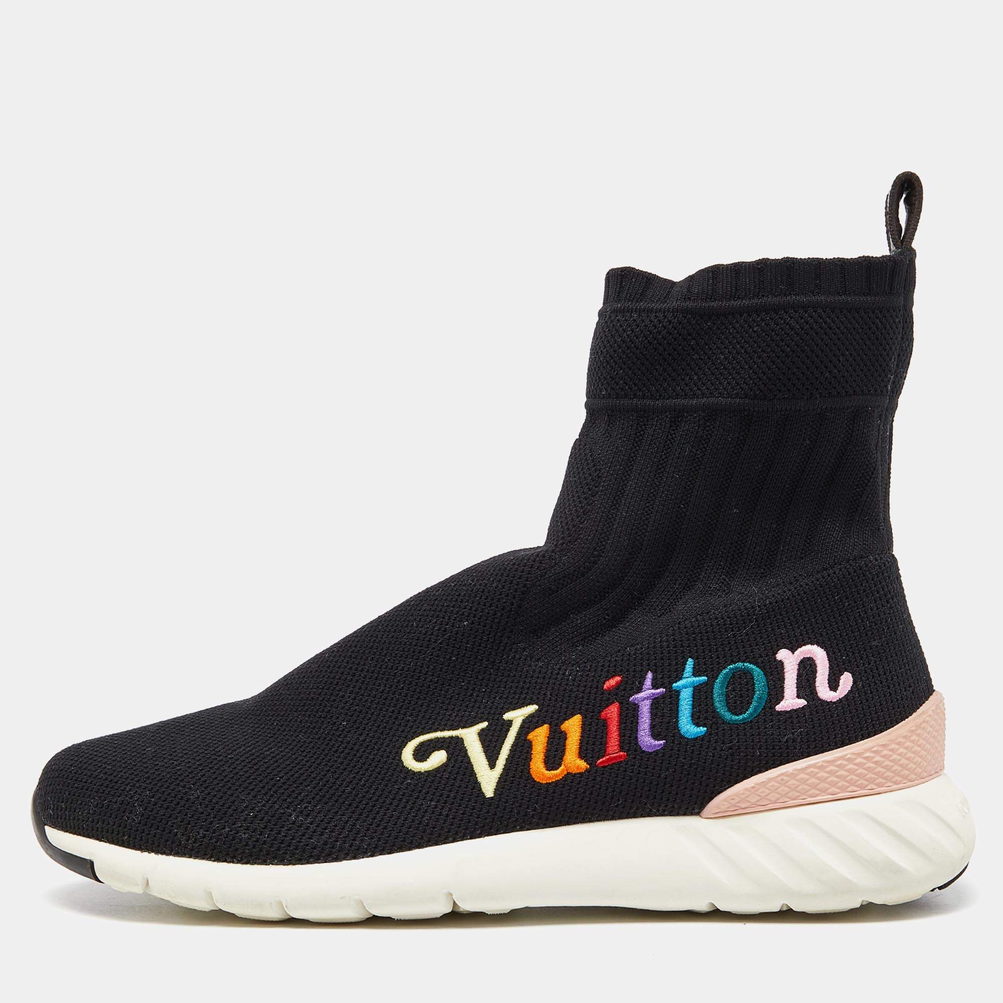 Pre Owned حذاء رياضي لوي فيتون أفتر جام قماش تريكو أسود بعنق طويل مقاس 37.5