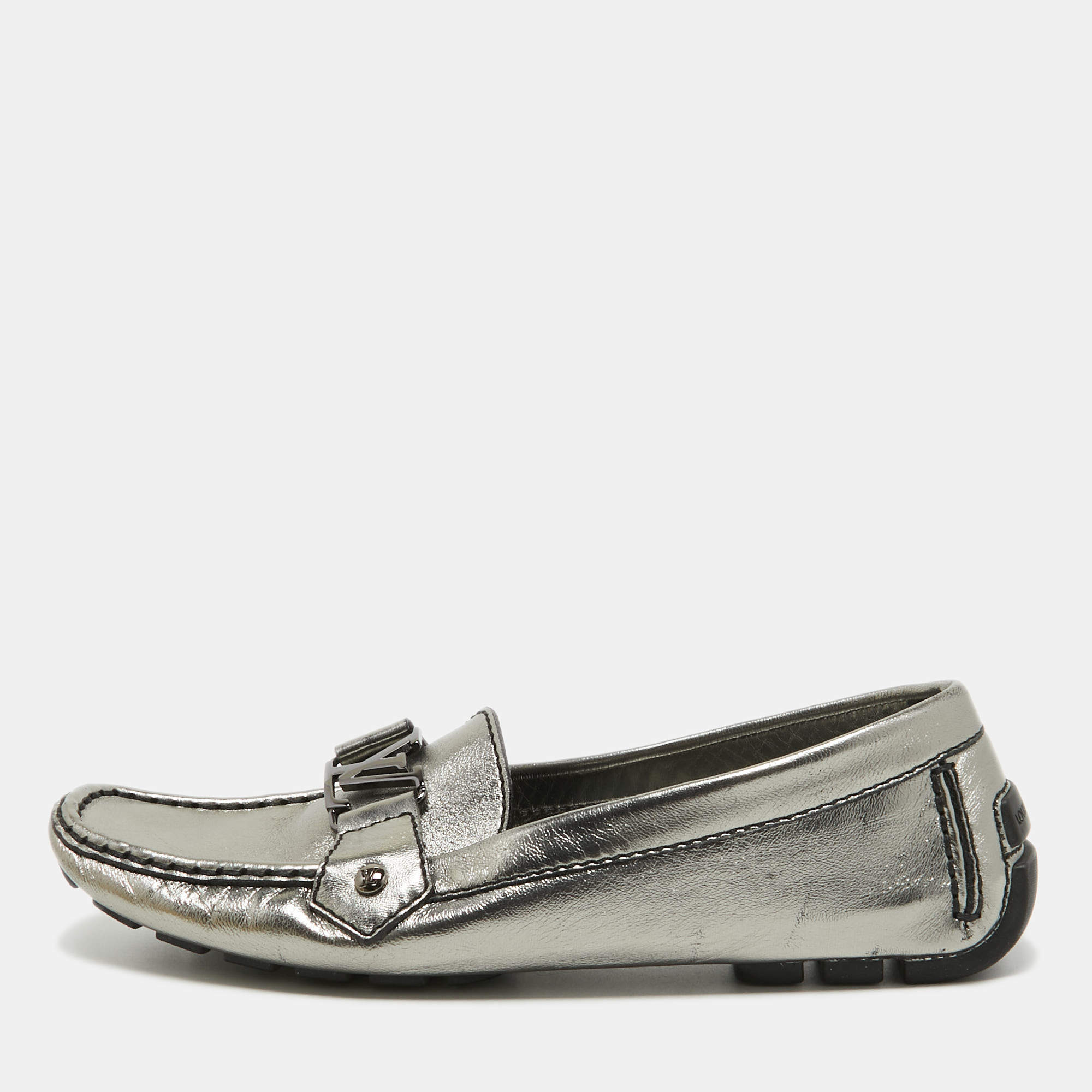 مملوكة مسبقًا Louis Vuitton Metallic Leather Monte Carlo Loafers Size 40