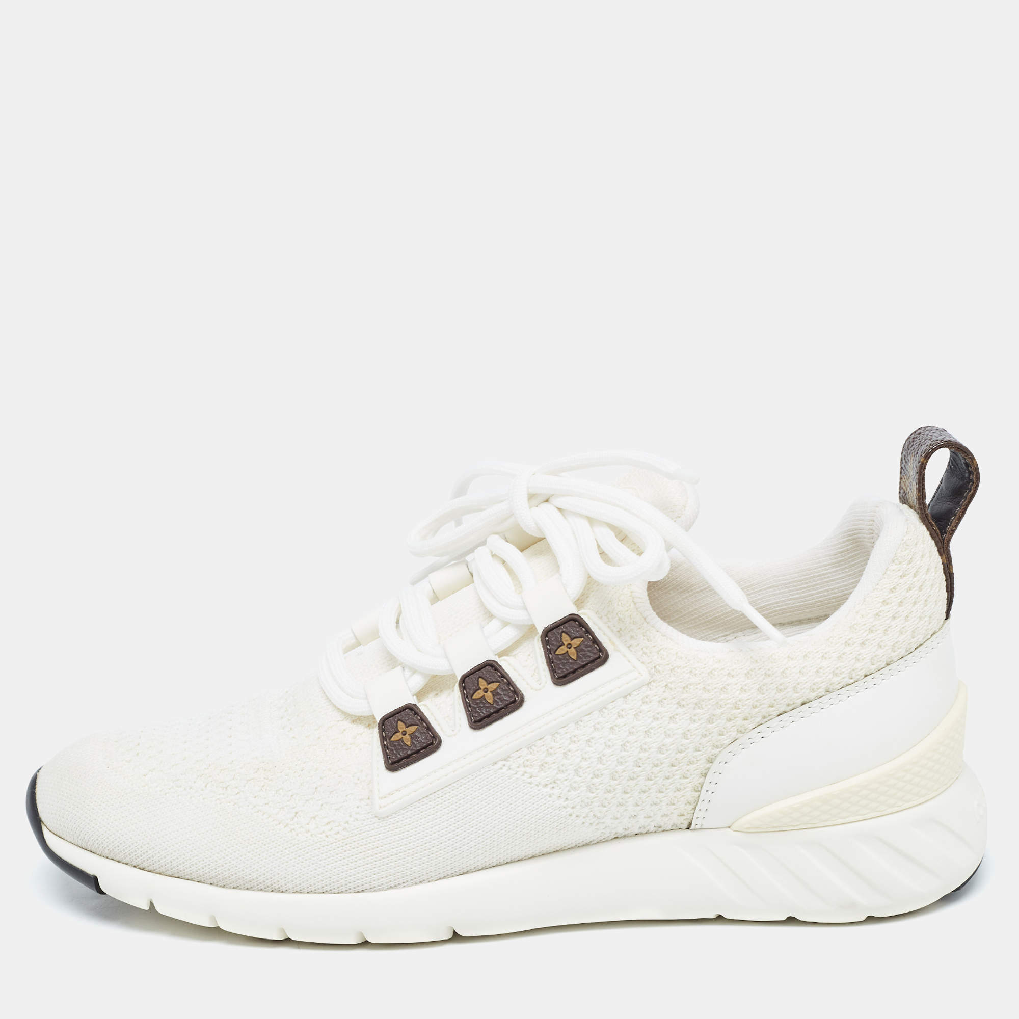 Louis Vuitton White Knit Fabric Aftergame Low Top Sneakers Size 39