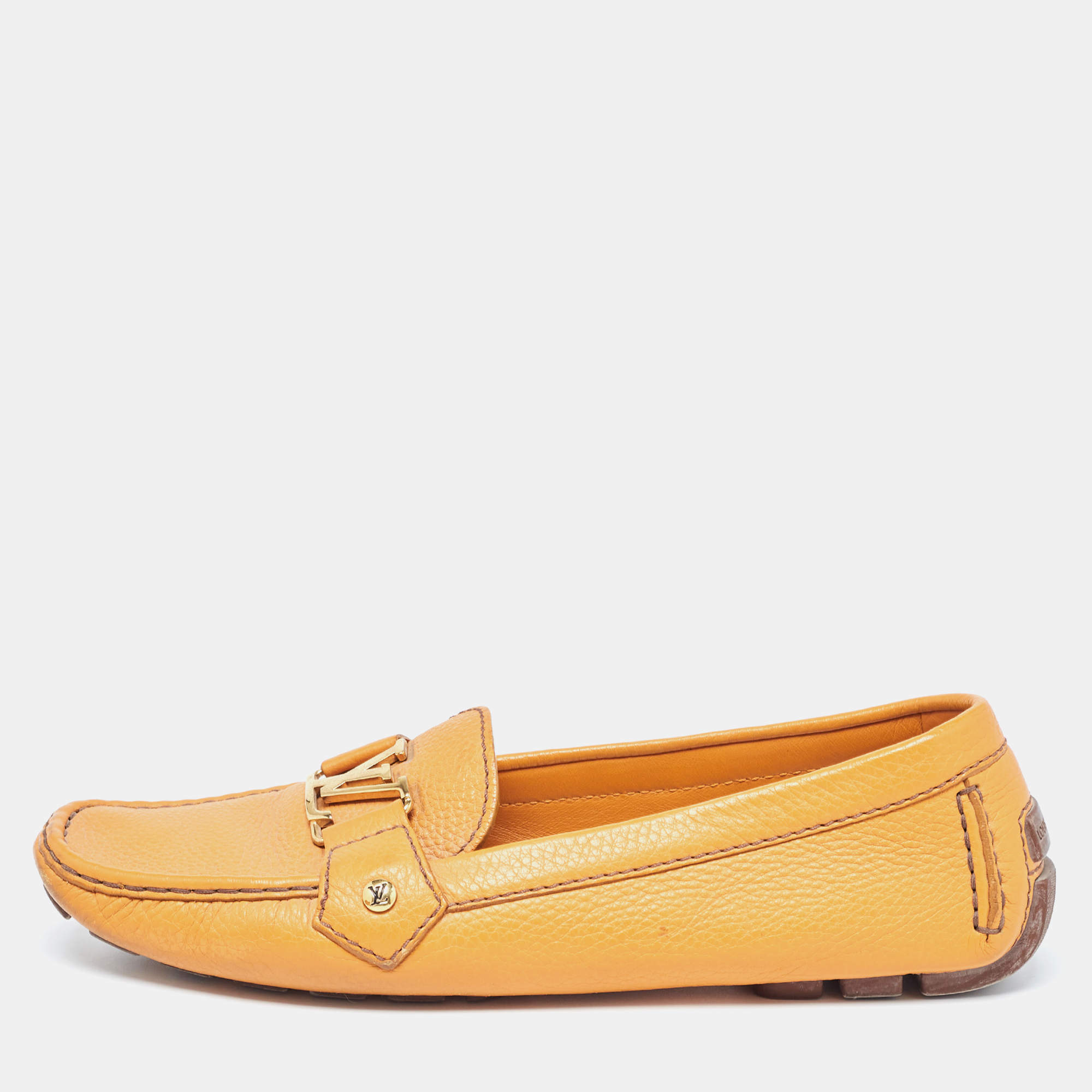 مملوكة مسبقًا Louis Vuitton Orange Leather Oxford Loafers Size 40