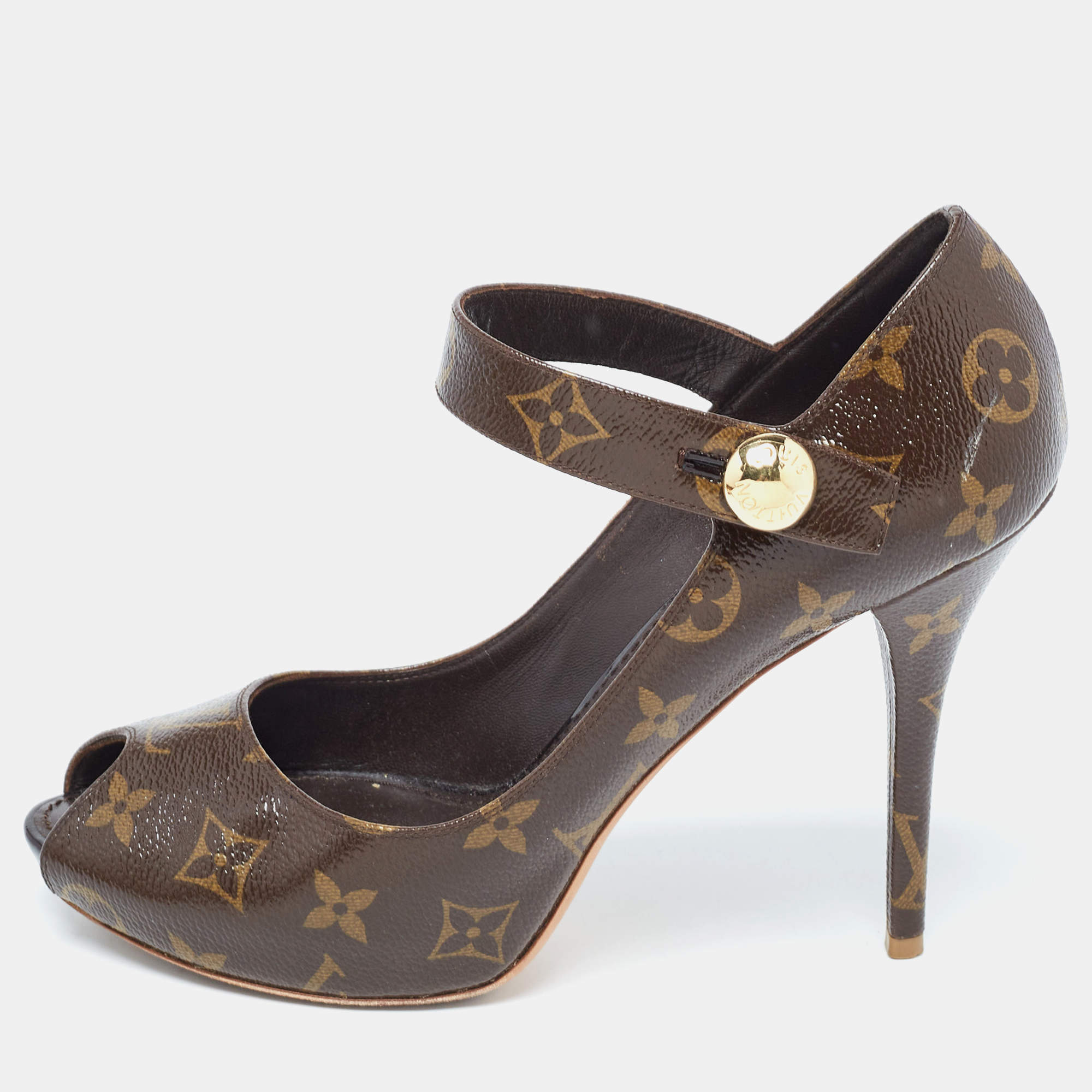 Pre Owned Louis Vuitton Brown Monogram Canvas Ritual Mary Jane Pumps Size 40