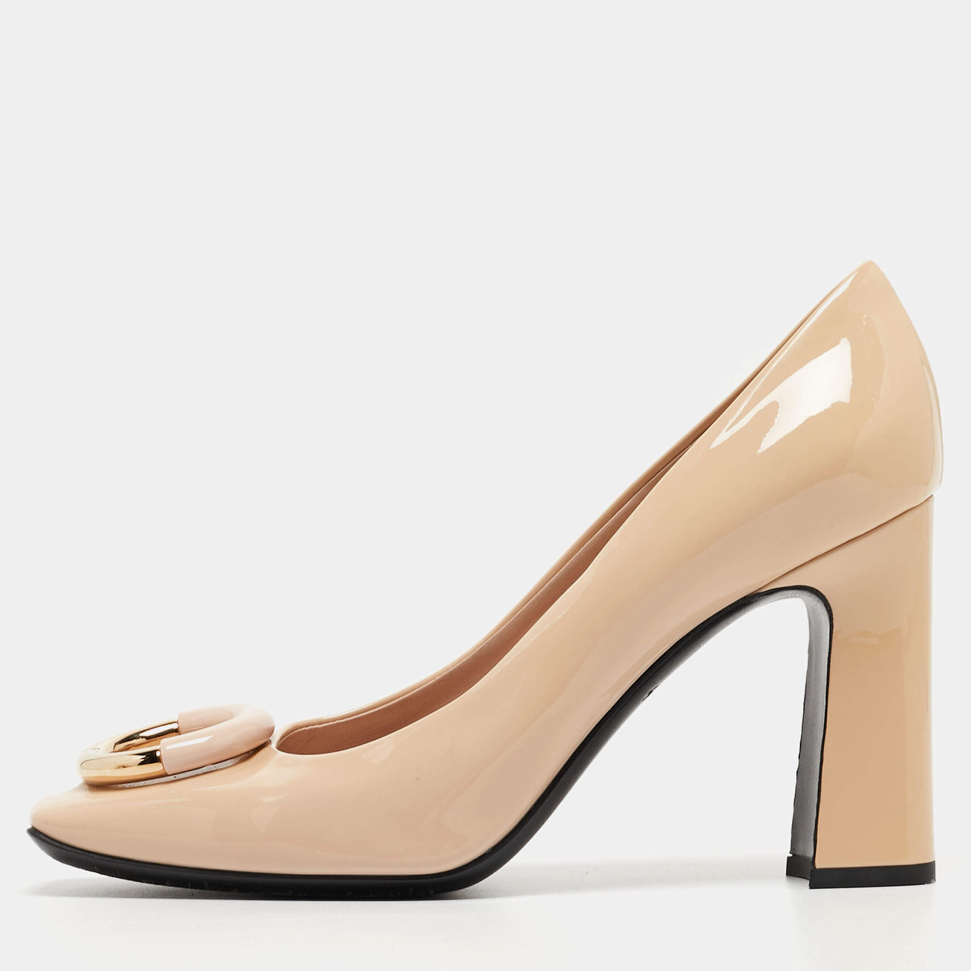 Pre Owned Louis Vuitton Beige Patent Leather Madeleine Pumps Size 39