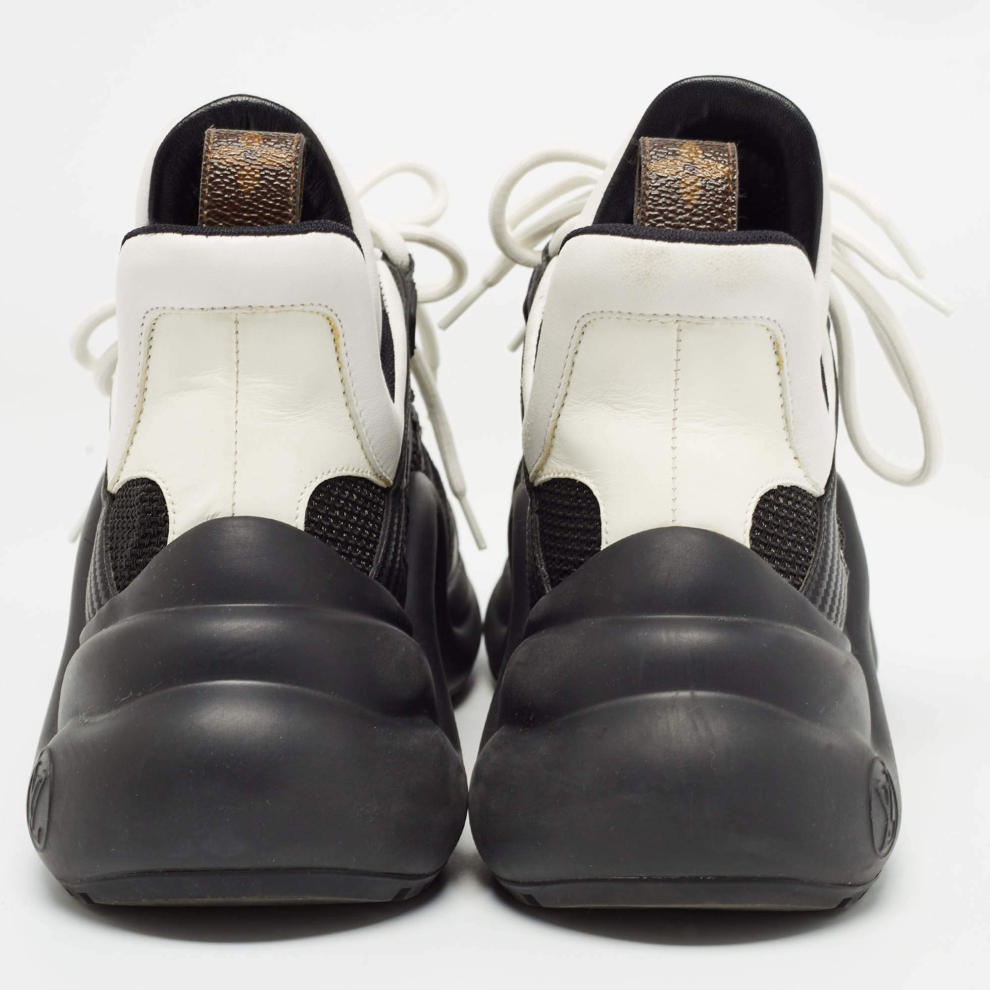 Pre Owned Louis Vuitton Black/White Leather and Mesh Archlight Sneakers Size 37.5