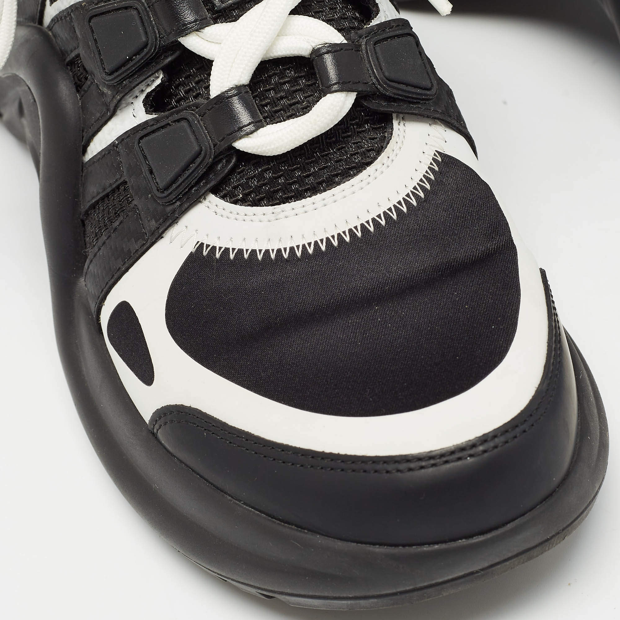 Pre Owned Louis Vuitton Black/White Leather and Mesh Archlight Sneakers Size 37.5