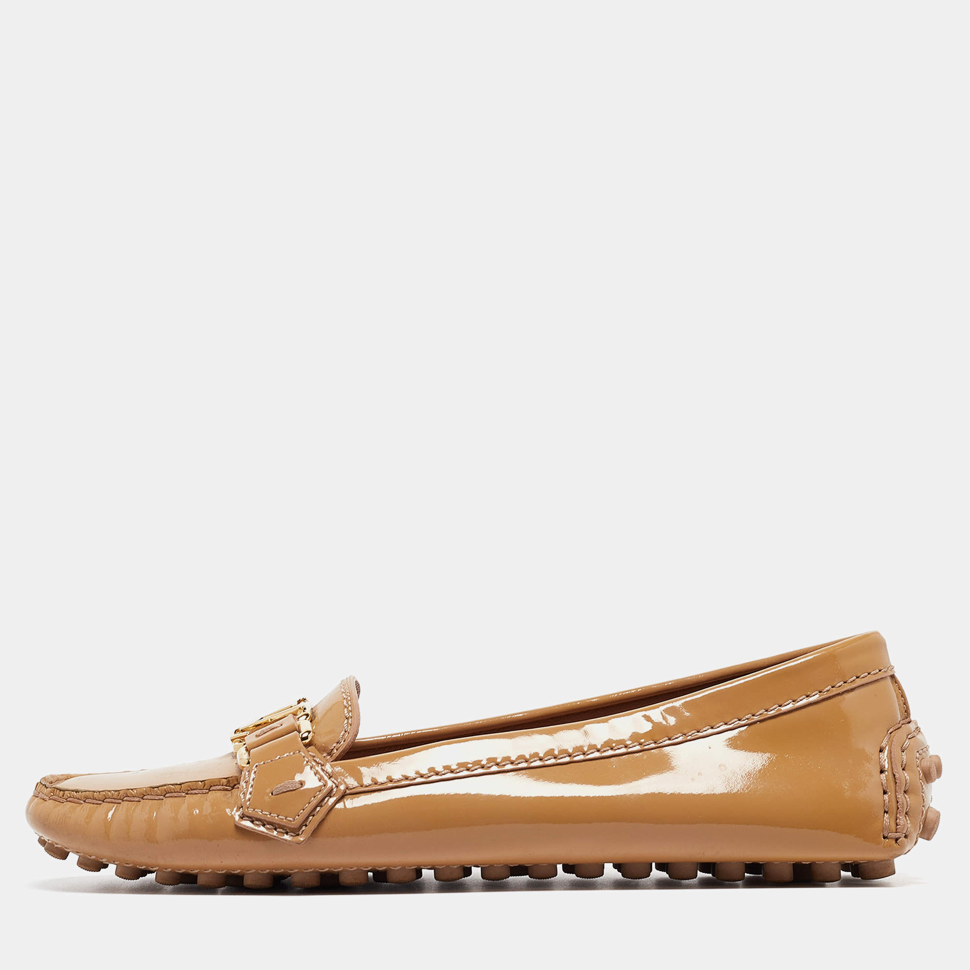 Louis Vuitton Brown Patent Oxford Loafers Size 37