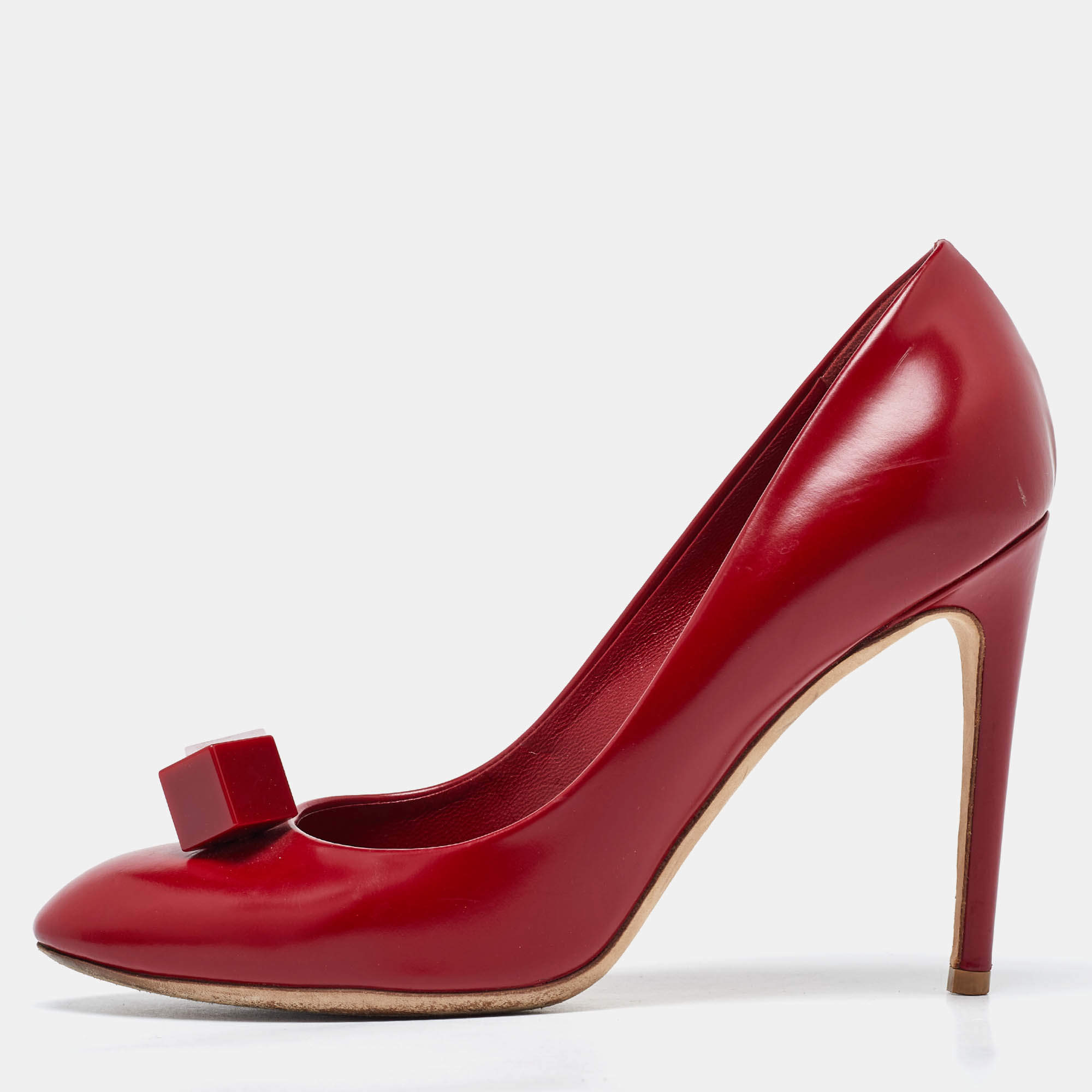 Pre Owned Louis Vuitton Red Leather Dice Pumps Size 38