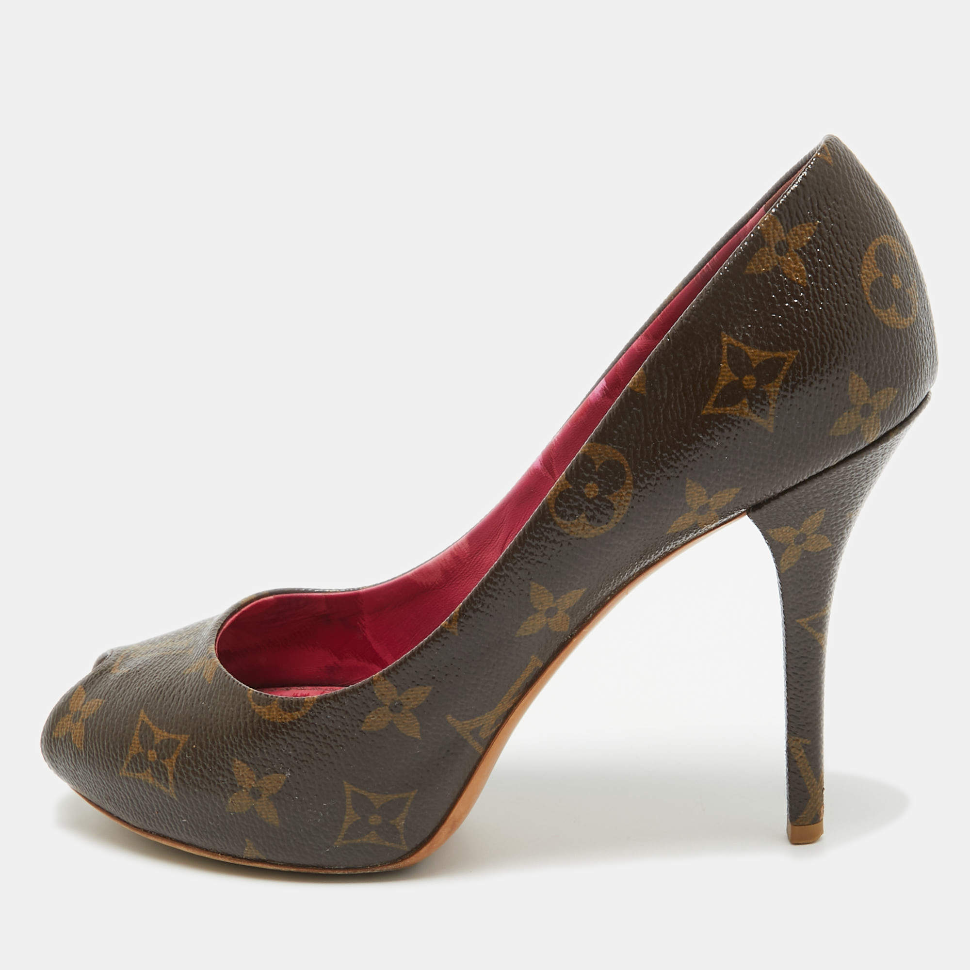Pre Owned Louis Vuitton Monogram Canvas Rosemary Platform Pumps Size 37.5