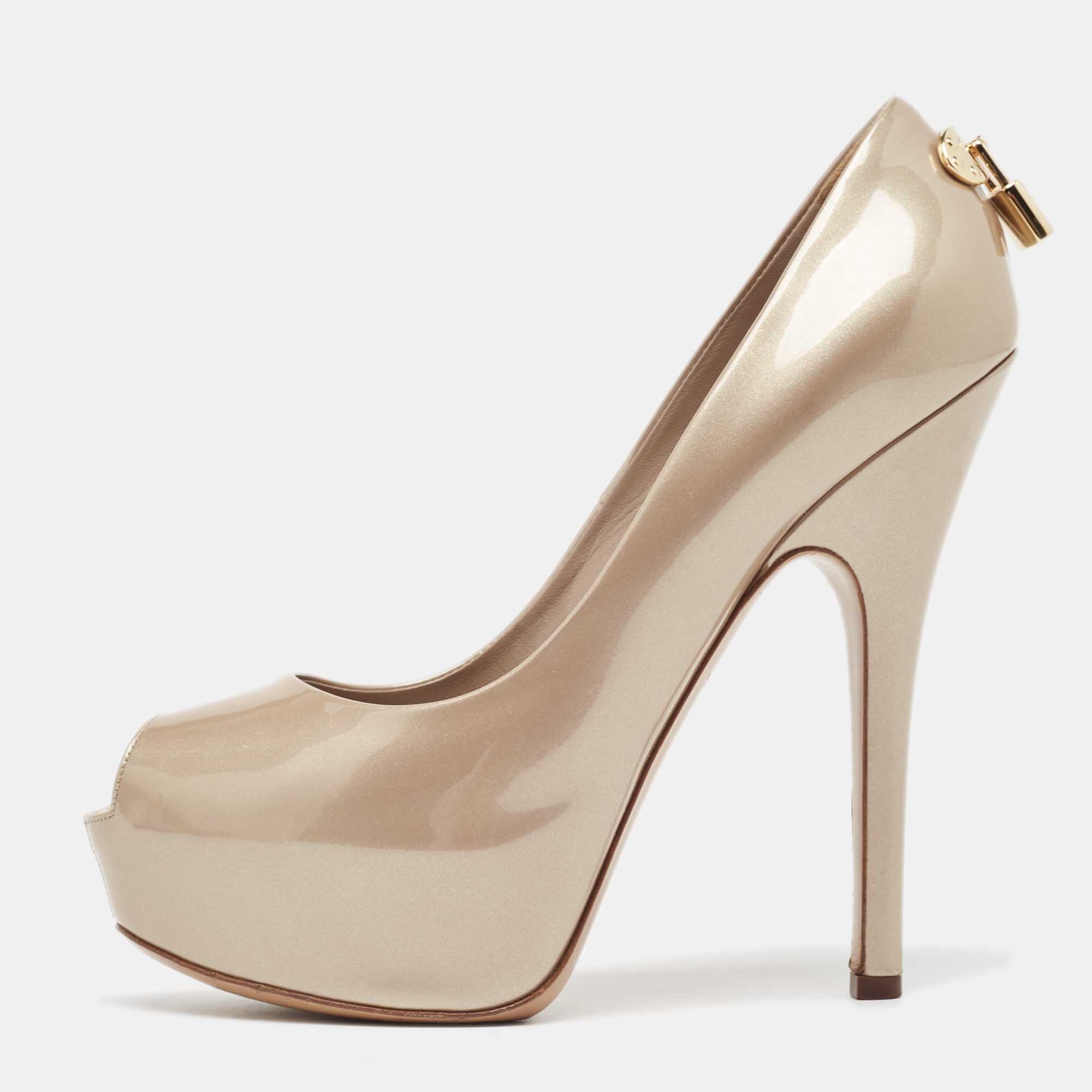 Louis Vuitton Beige Patent Leather Oh Really! Pumps Size 37.5