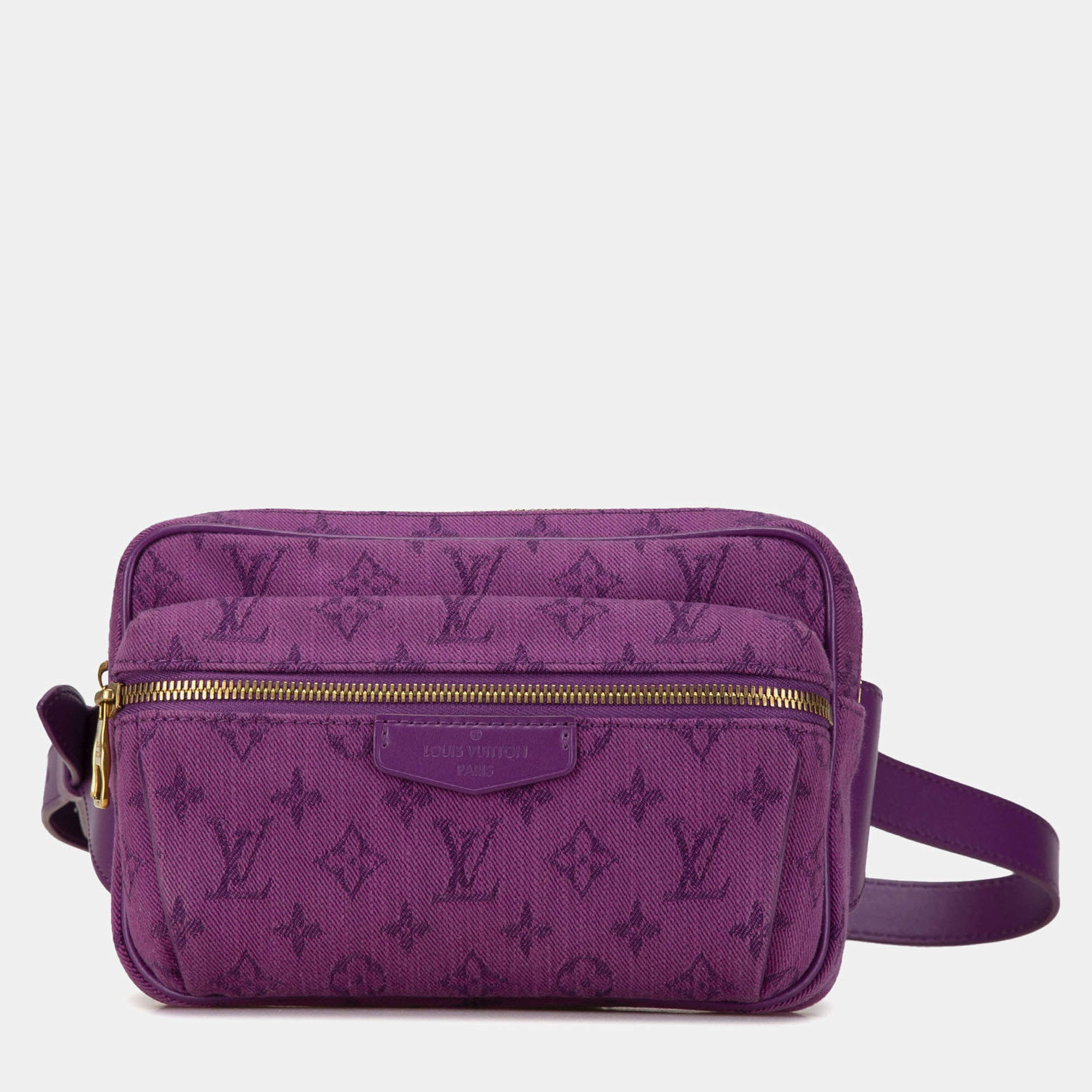 Pre Owned Louis Vuitton Purple Monogram Denim Outdoor Bumbag