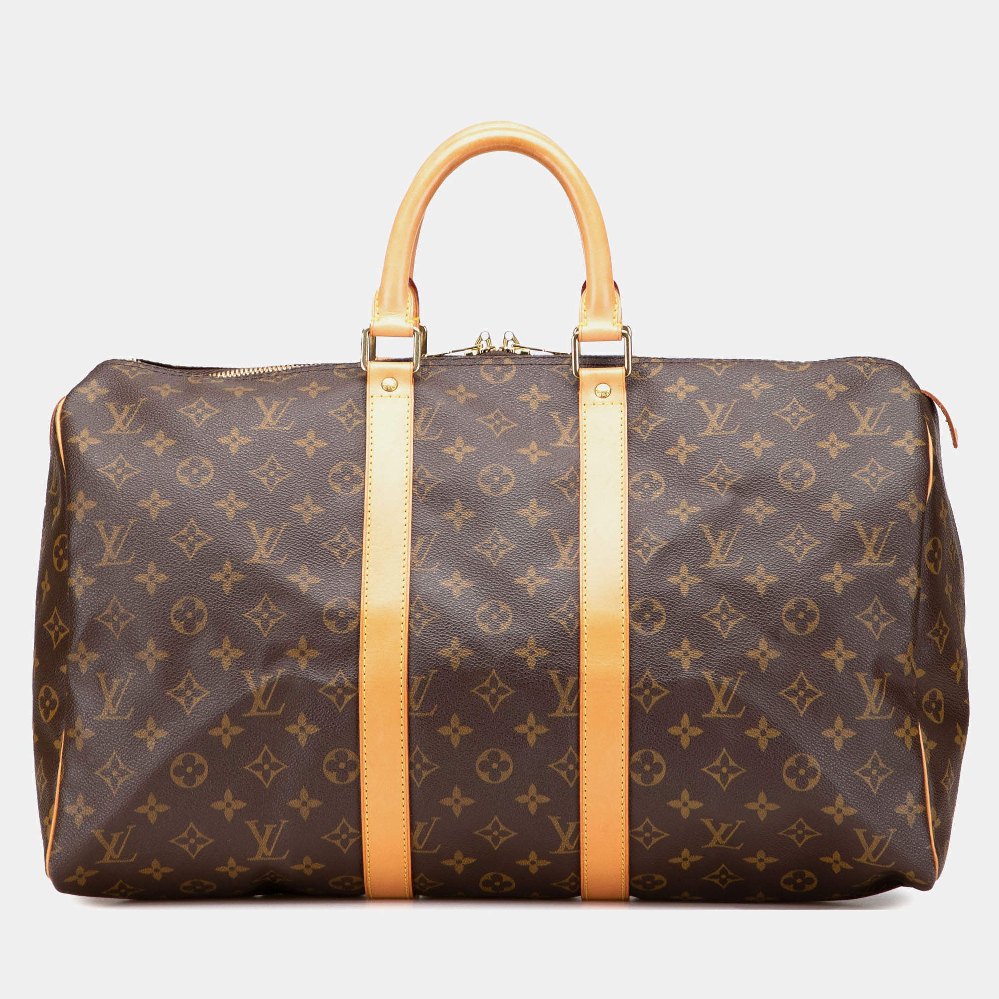 Pre Owned Louis Vuitton Brown Coated Canvas Monogram Keepall 45