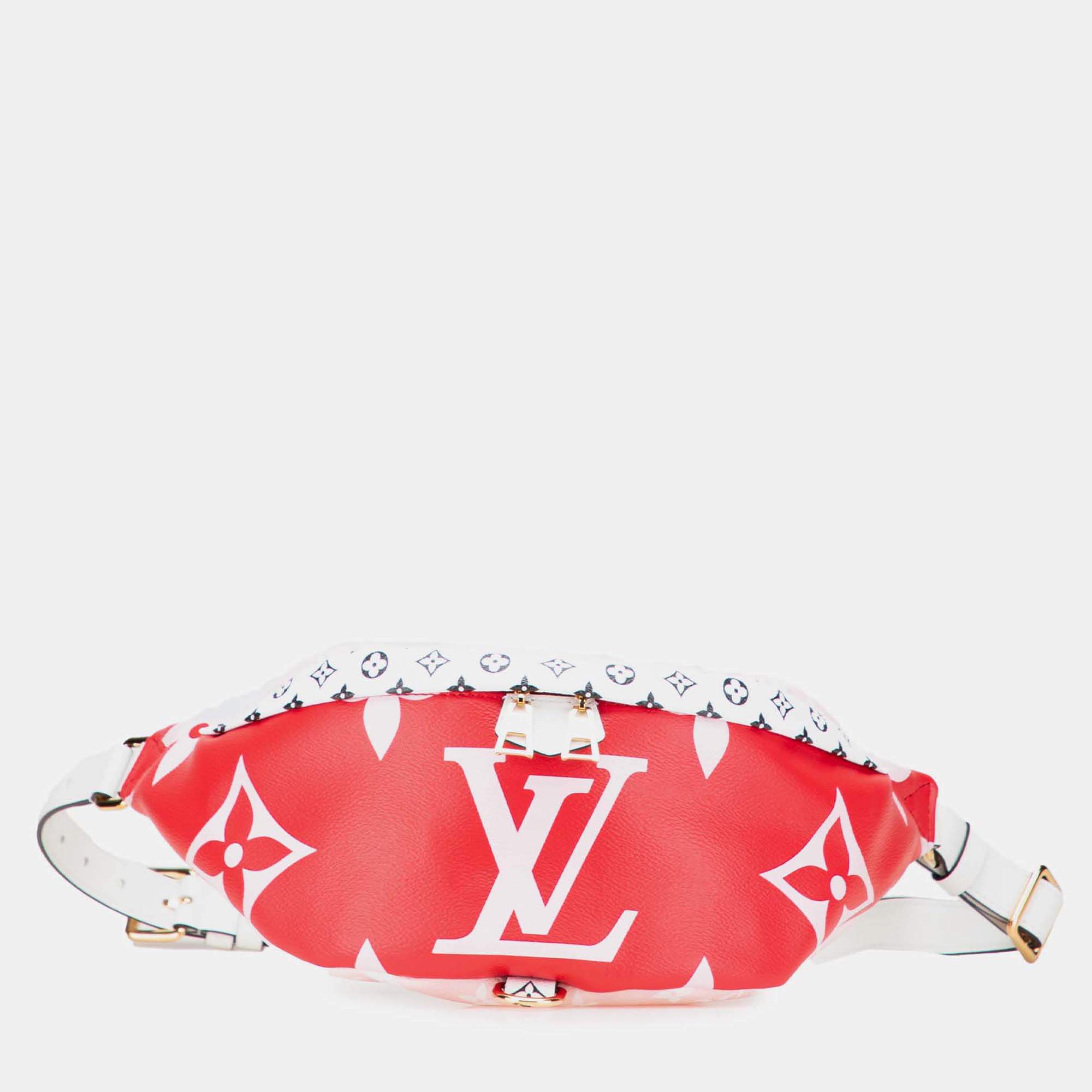 Pre Owned Louis Vuitton Red Monogram Giant Bumbag
