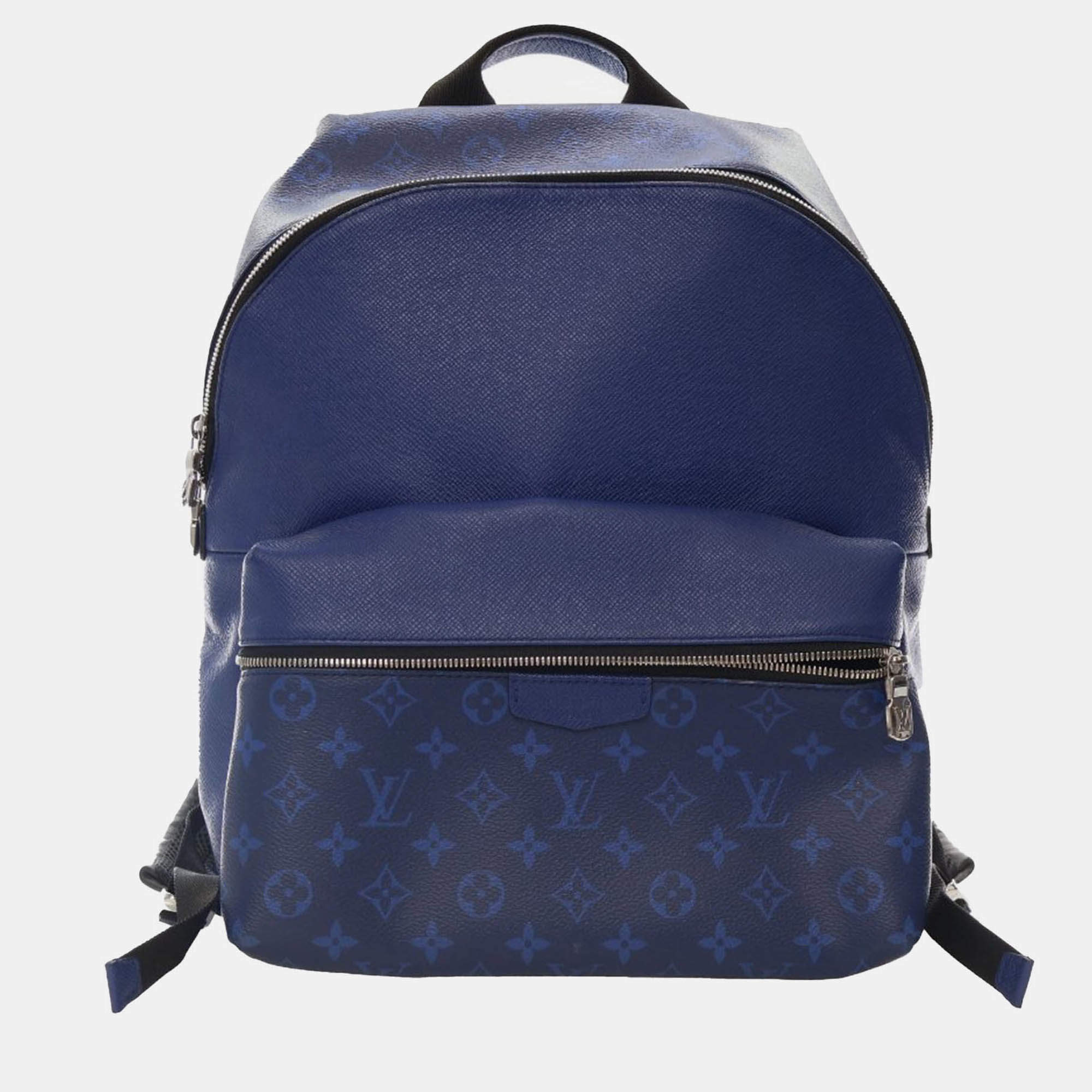 Pre Owned Louis Vuitton Blue Monogram Taigarama Discovery Backpack