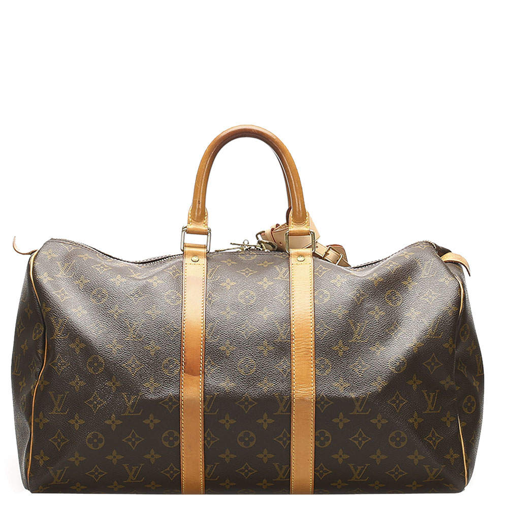 Pre Owned Louis Vuitton Brown Monogram Canvas Keepall 45 Bag