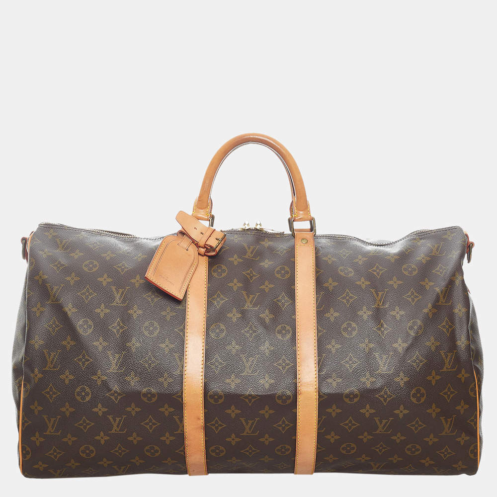 Pre Owned Louis Vuitton Brown Monogram Keepall Bandouliere 55