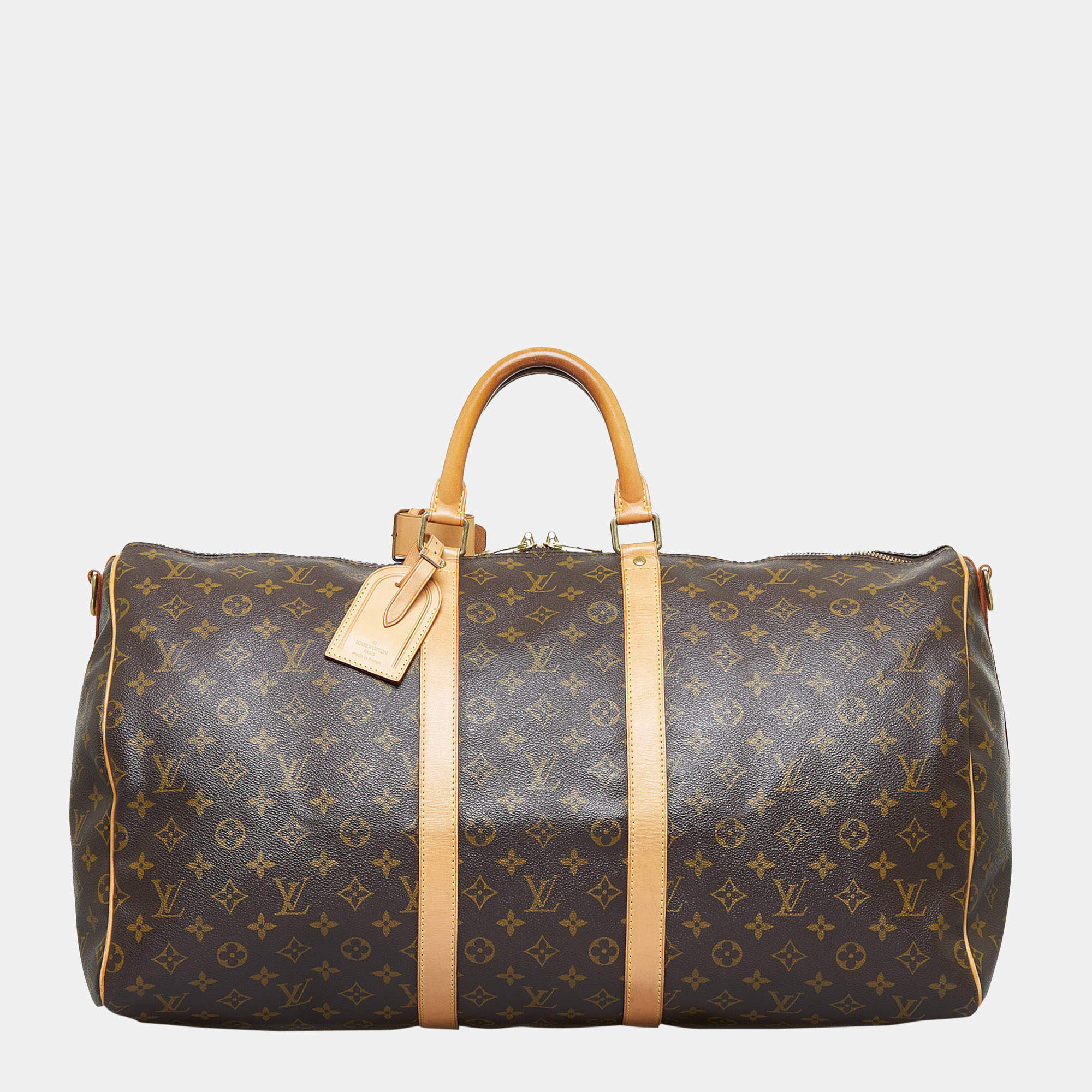 Pre Owned Louis Vuitton Brown Monogram Keepall Bandouliere 55