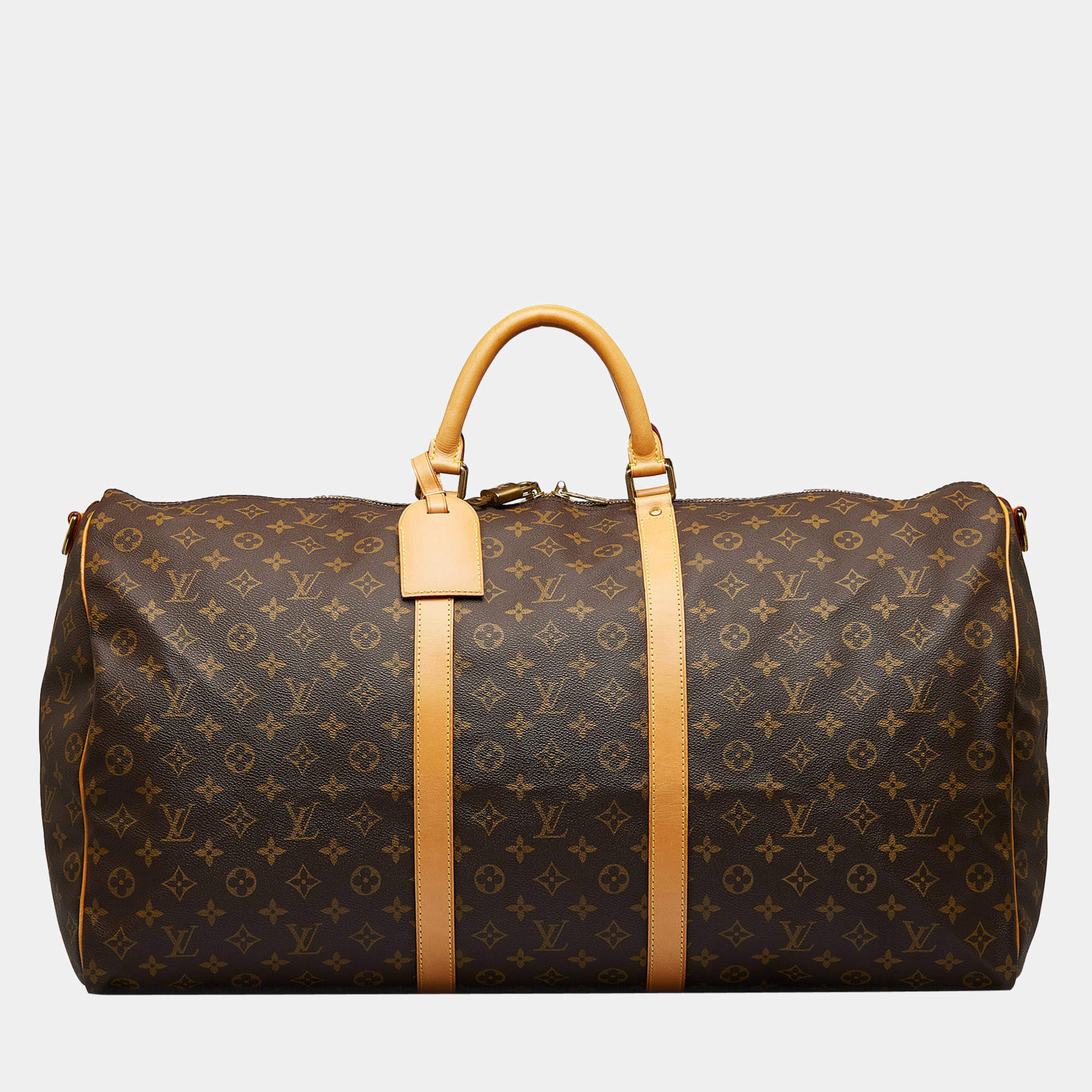 Pre Owned Louis Vuitton Brown Monogram Keepall Bandouliere 60