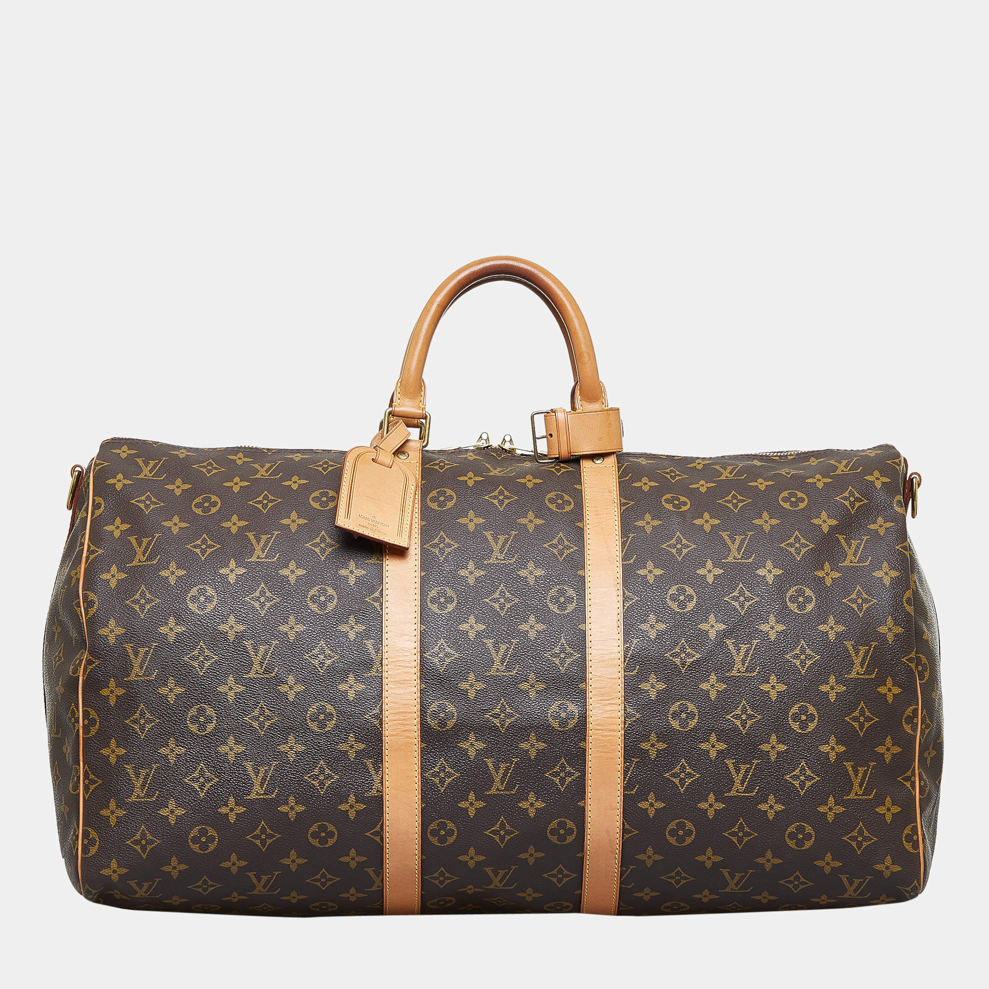 Pre Owned Louis Vuitton Brown Monogram Keepall Bandouliere 55