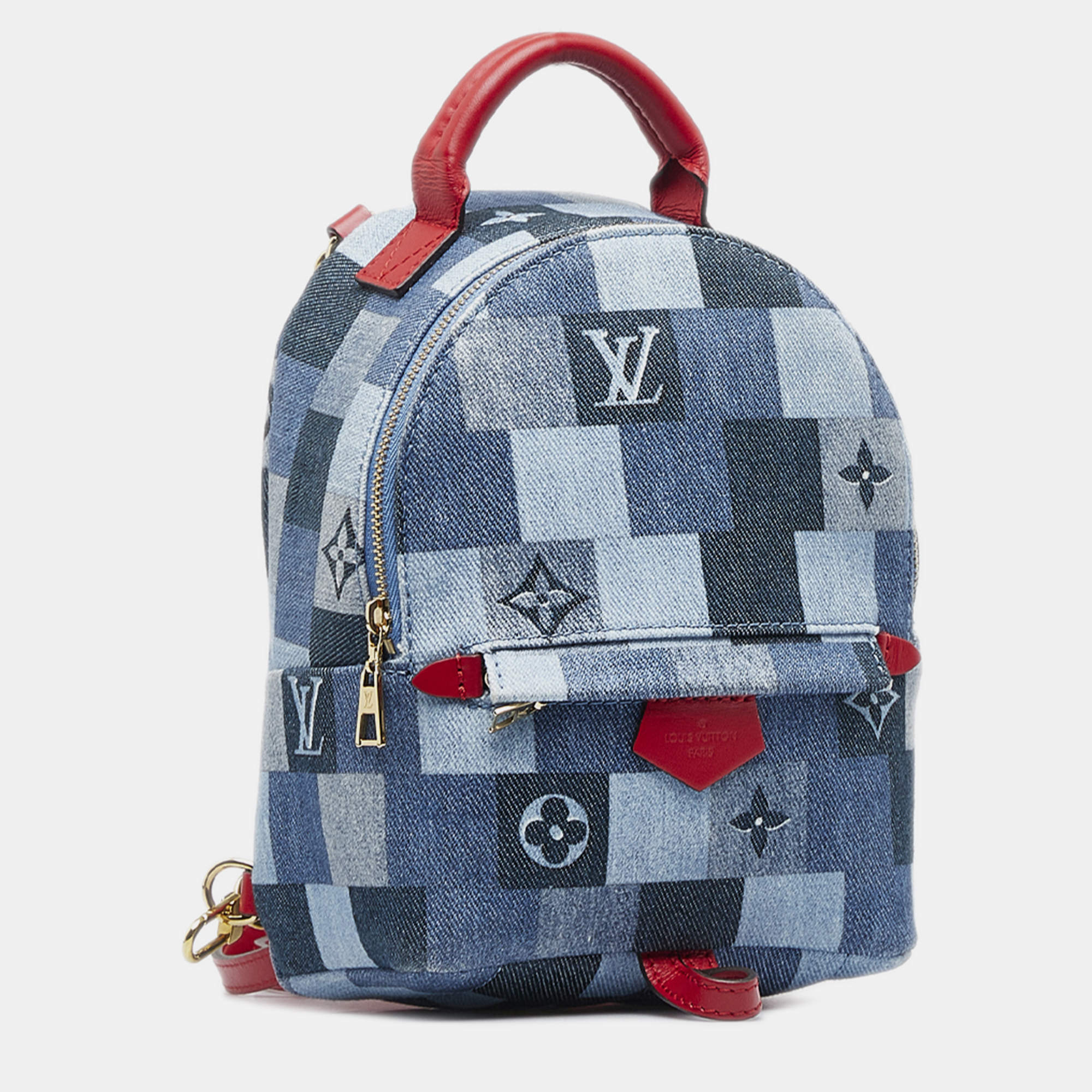 LOUIS VUITTON Denim Damier Monogram Patchwork Palm Springs