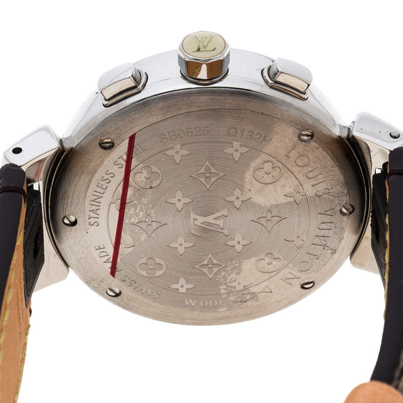 Shows LOUIS VUITTON tambour Q111G steel and diamonds - VALOIS