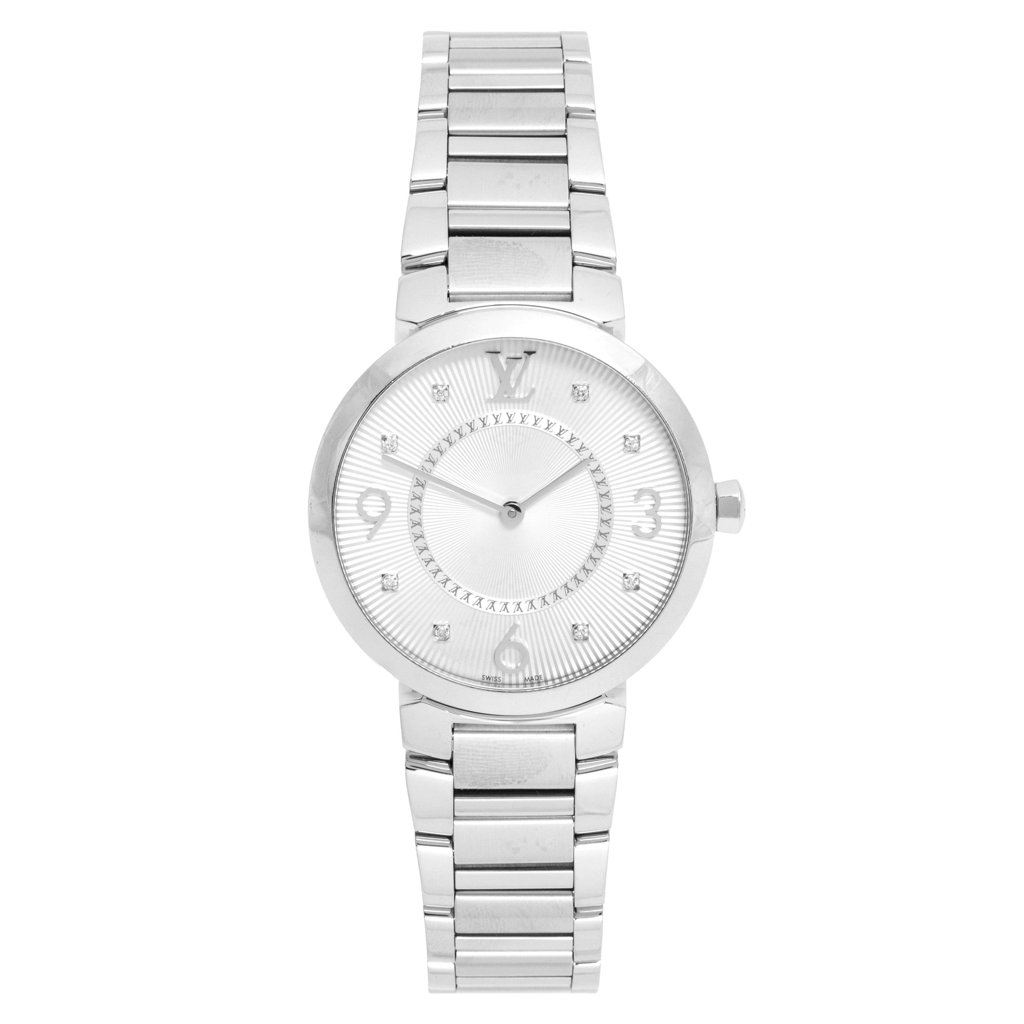 Louis Vuitton Silver White Stainless Steel Q13MJ4 Women's Wristwatch 33 mm