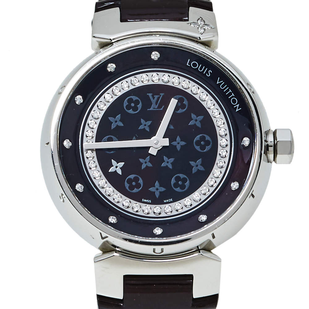 Louis Vuitton Q131r Tambour Heart Mm Lug Diamond Ladies Watch Auction