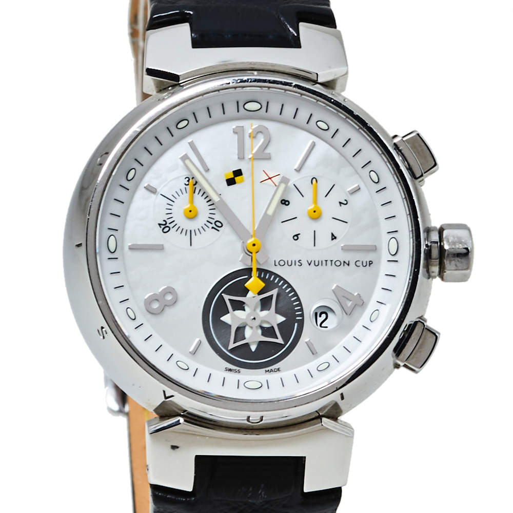 Louis Vuitton White Stainless Steel Tambour Chrono Lovely Cup