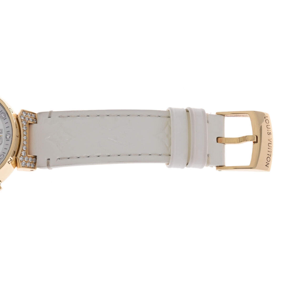 Louis Vuitton White Shell 18k Yellow Gold Tambour Q132L Quartz Women's  Wristwatch 34 mm Louis Vuitton