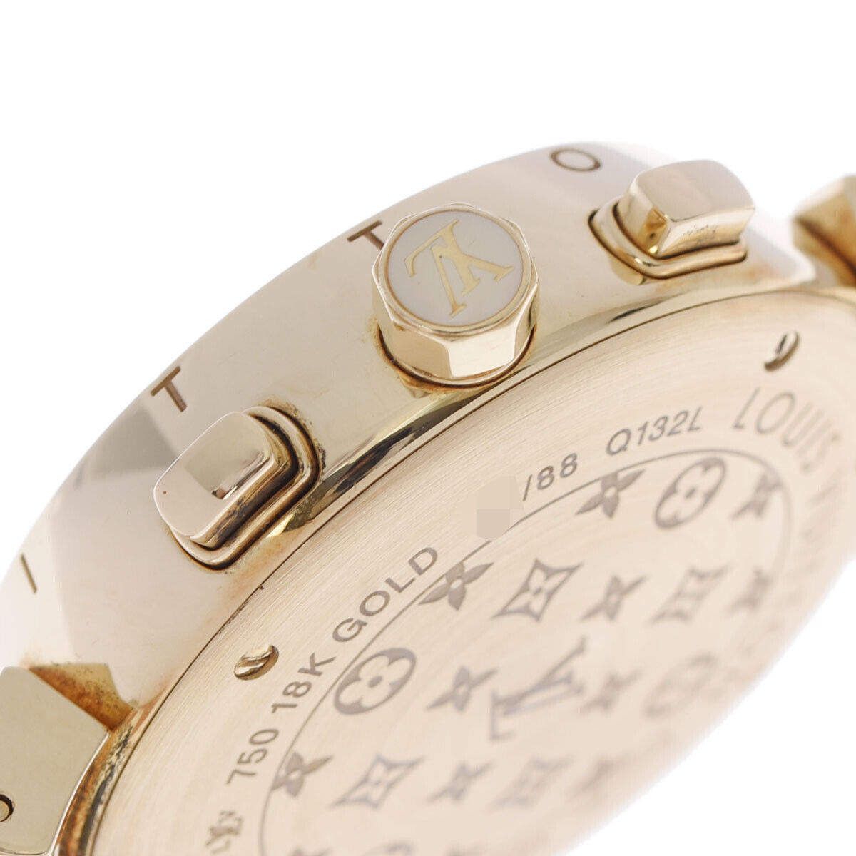 Louis Vuitton White Mother of Pearl Stainless Steel Diamonds Tambour Q132H  Women's Wristwatch 34 mm Louis Vuitton