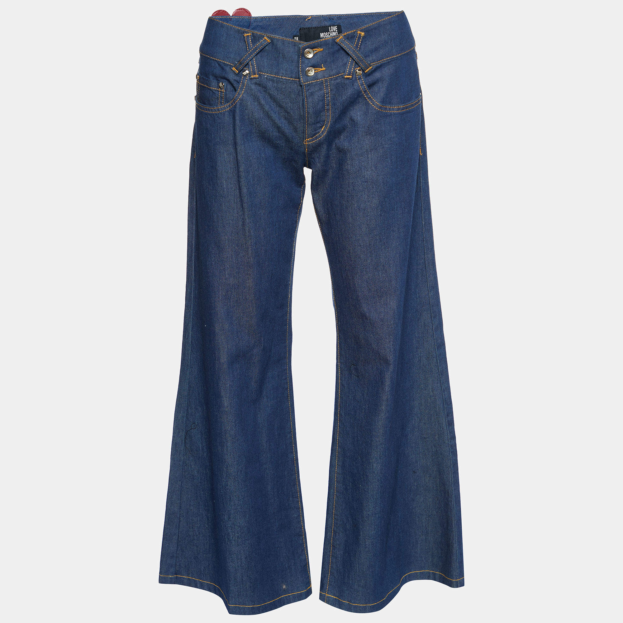 Pre Owned Love Moschino Blue Denim Wide Leg Jeans M