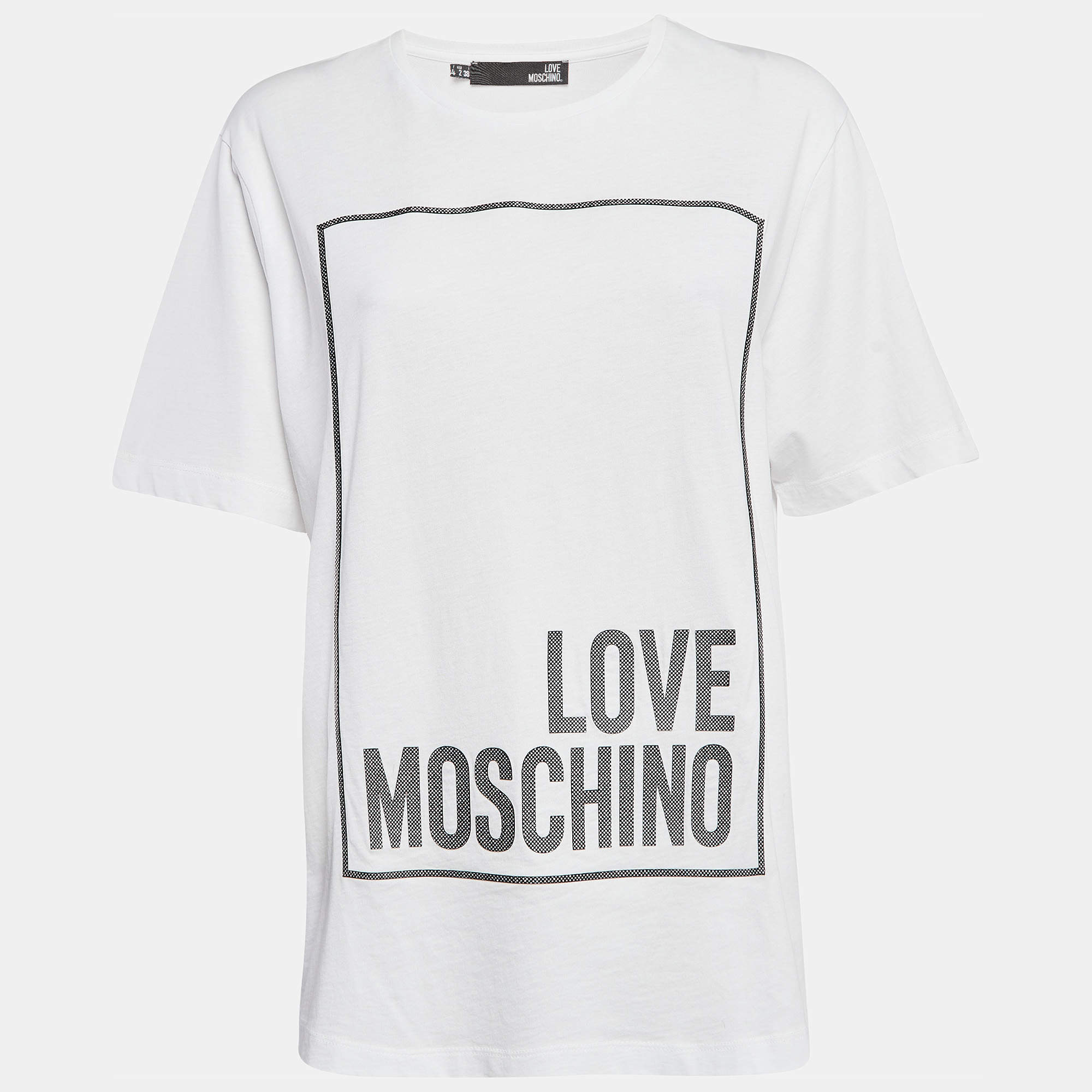 Love Moschino  White Metallic Print Jersey T-Shirt S