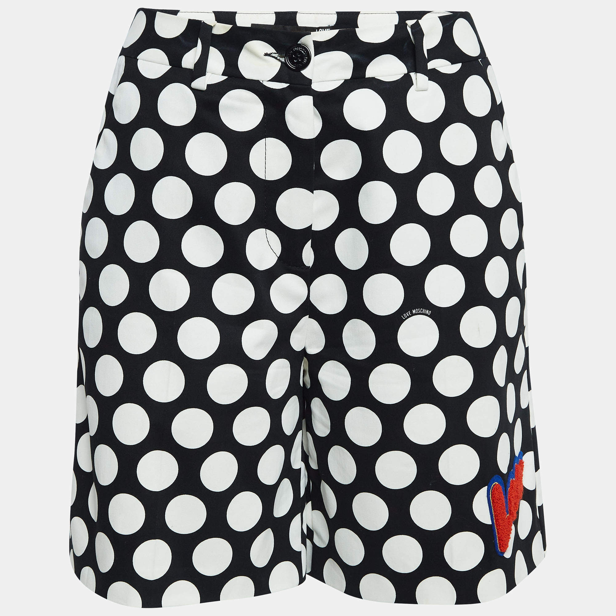 Love Moschino Polka Dots Cotton Applique Detail Shorts S